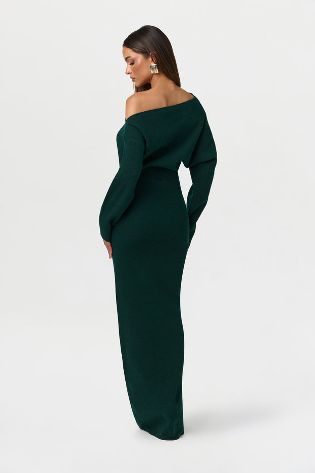 Knit Off-Shoulder Sweater Maxi Dress