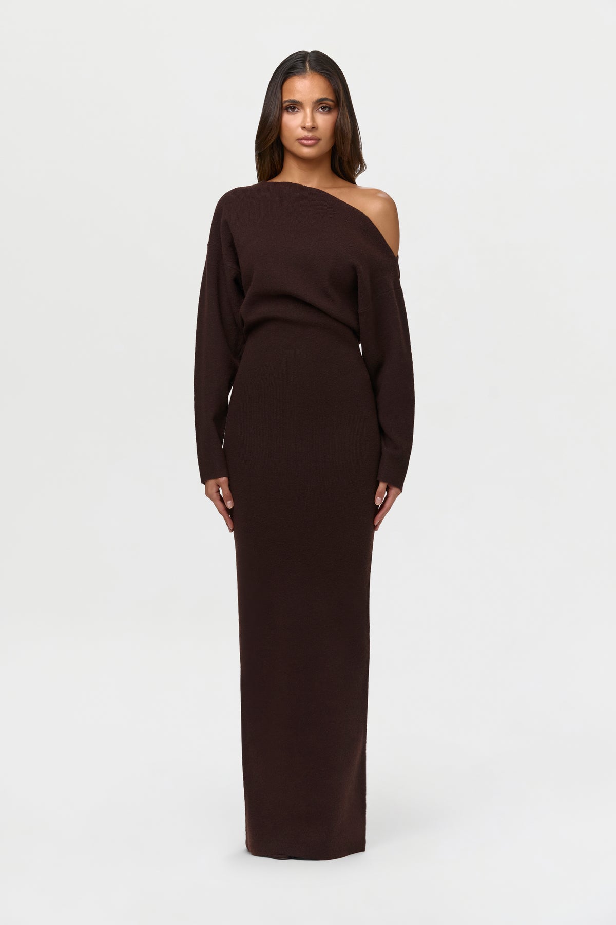Knit Off-Shoulder Sweater Maxi Dress