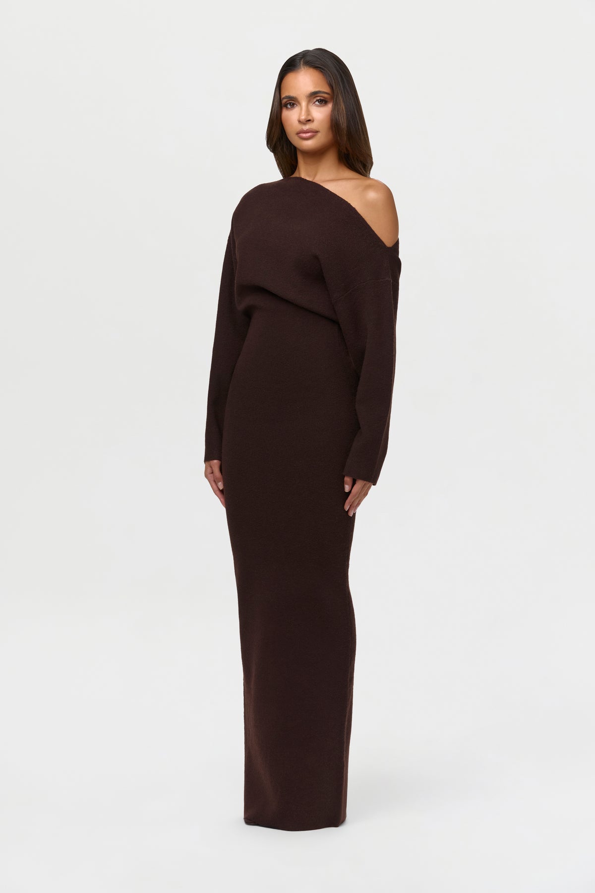 Knit Off-Shoulder Sweater Maxi Dress