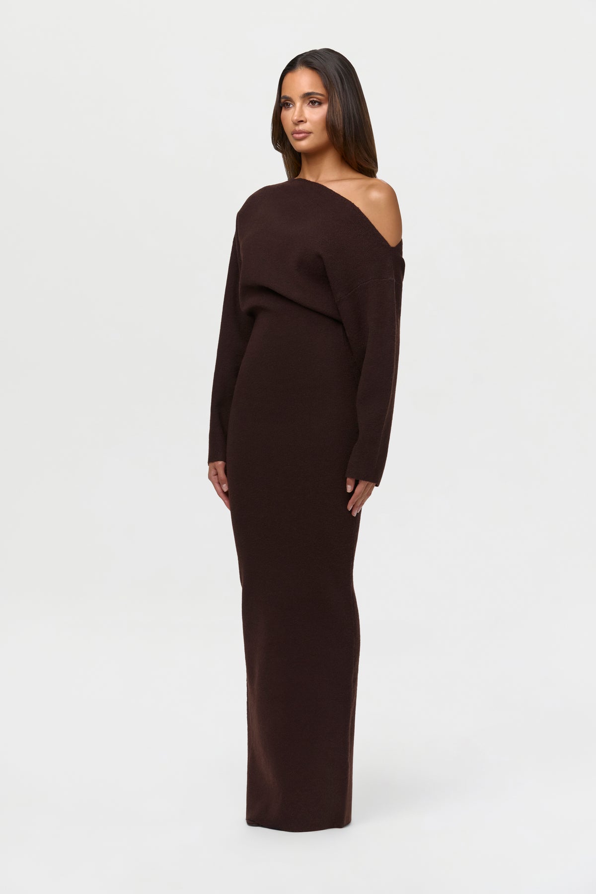 Knit Off-Shoulder Sweater Maxi Dress