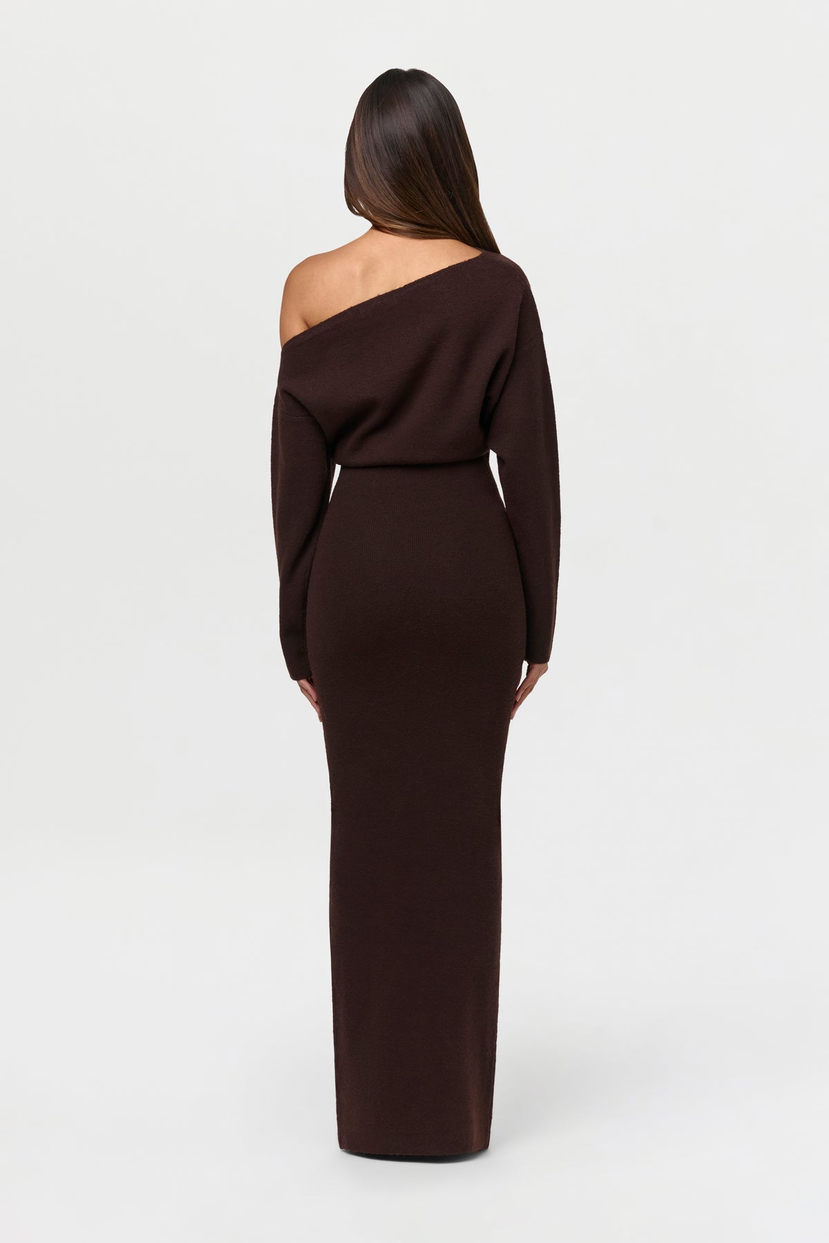 Knit Off-Shoulder Sweater Maxi Dress