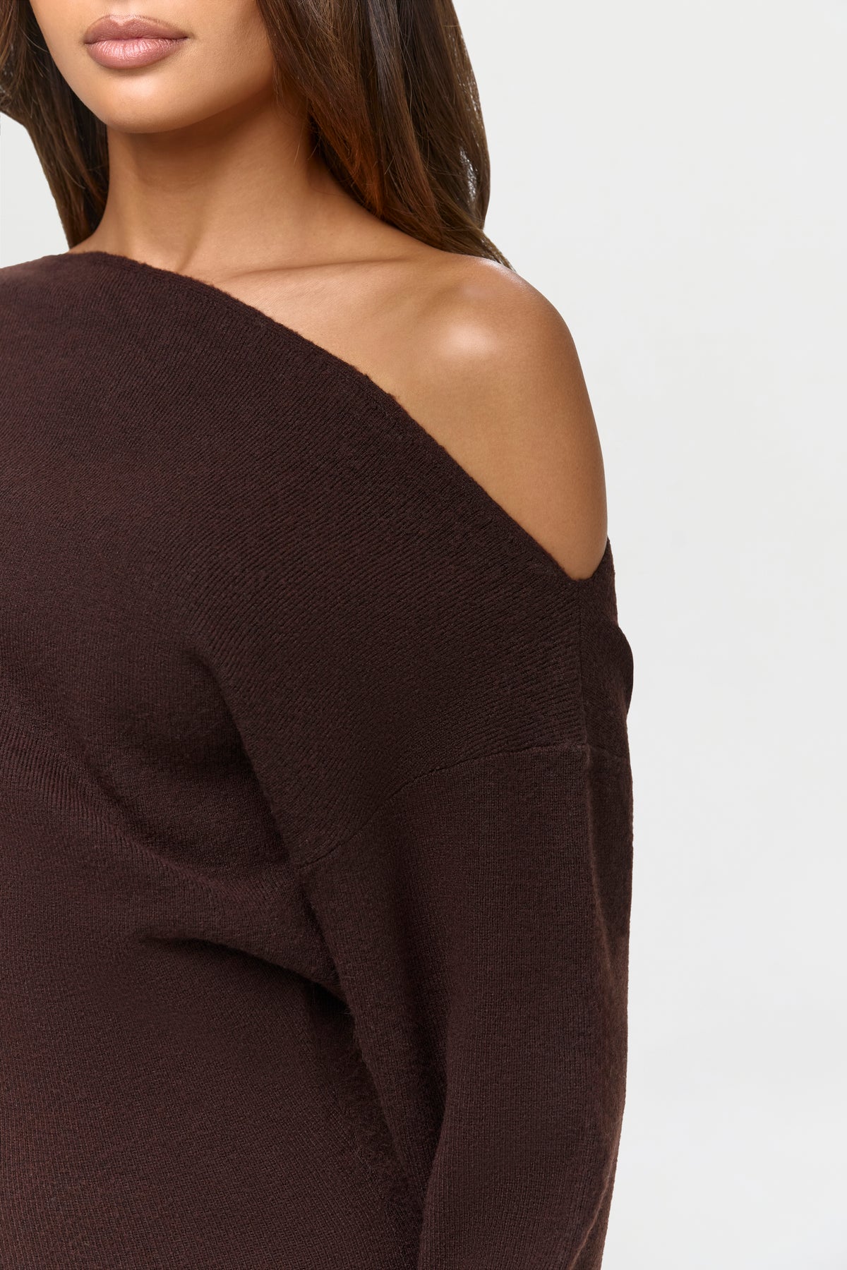 Knit Off-Shoulder Sweater Maxi Dress