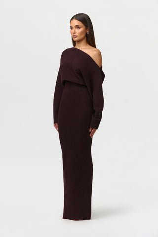 Knit Off-Shoulder Sweater Maxi Dress