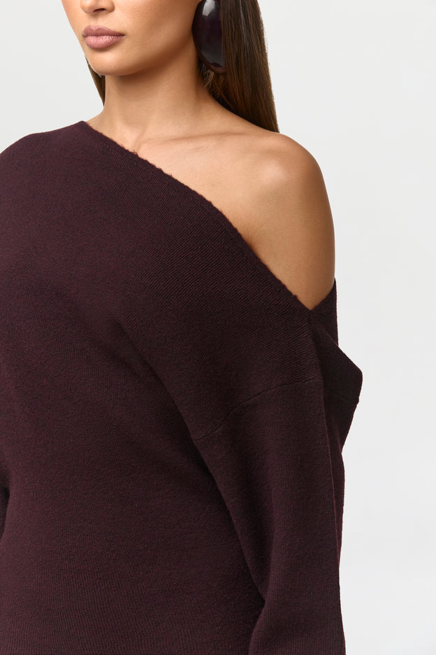Knit Off-Shoulder Sweater Maxi Dress
