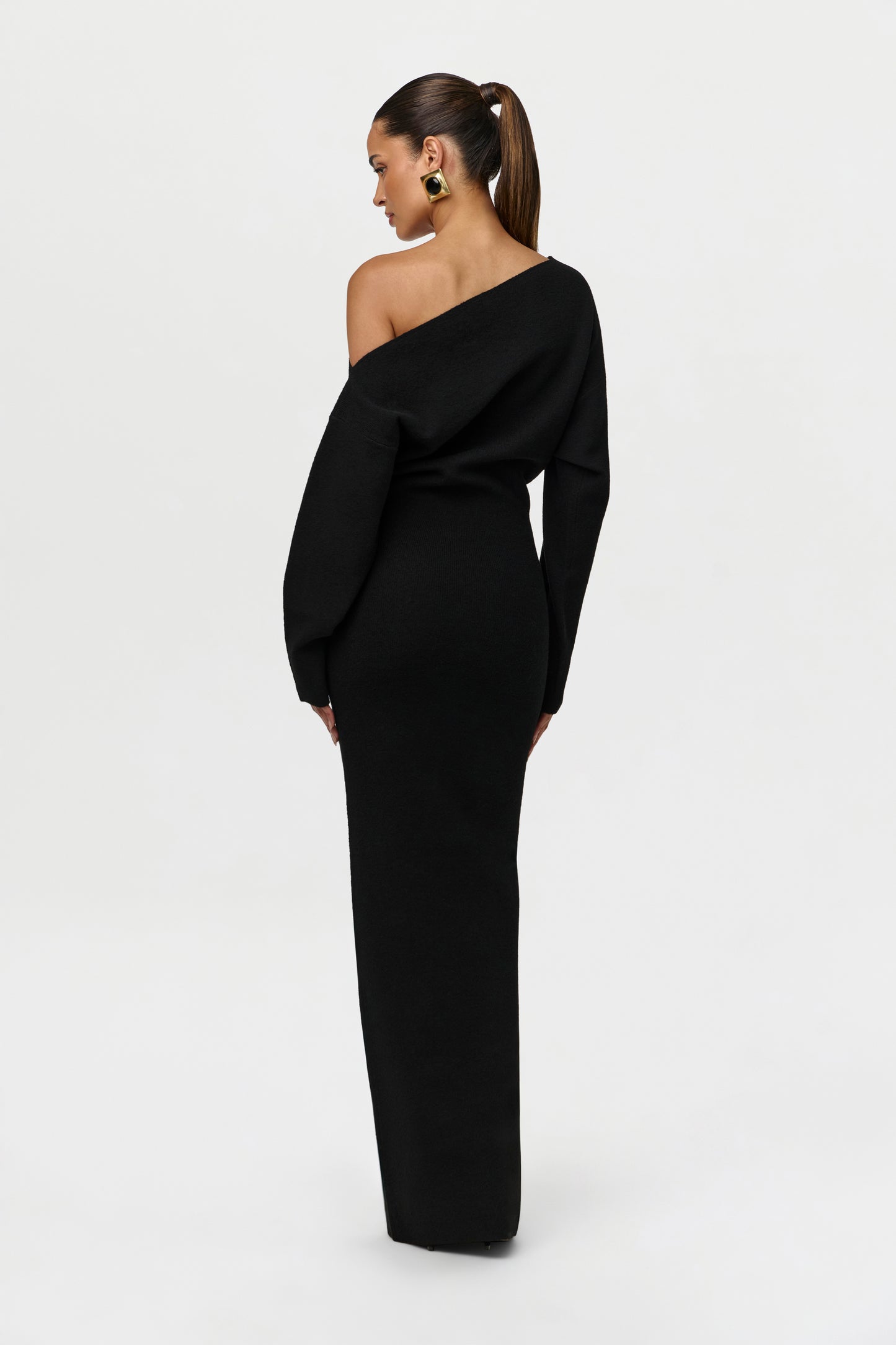 Knit Off-Shoulder Sweater Maxi Dress