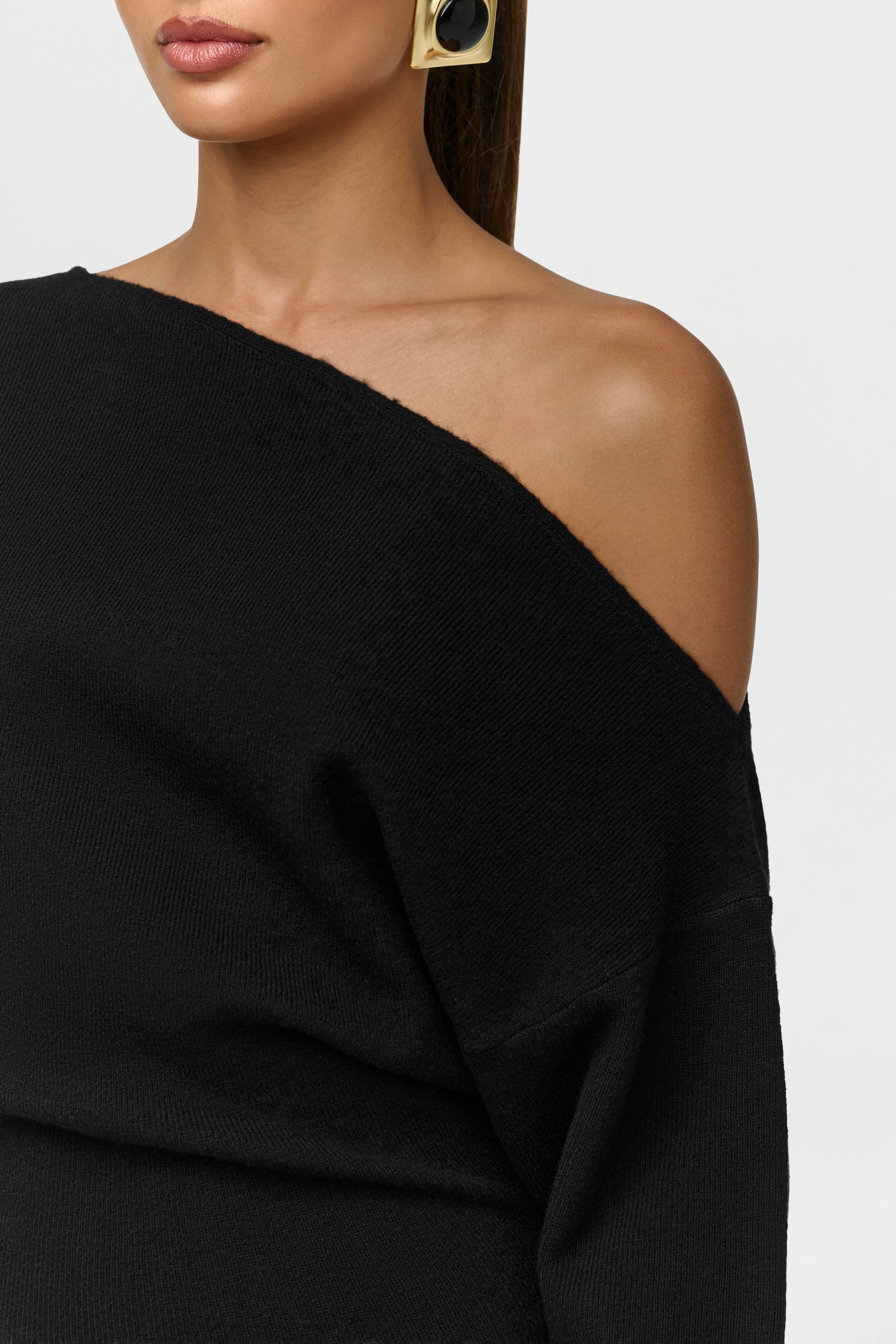 Knit Off-Shoulder Sweater Maxi Dress