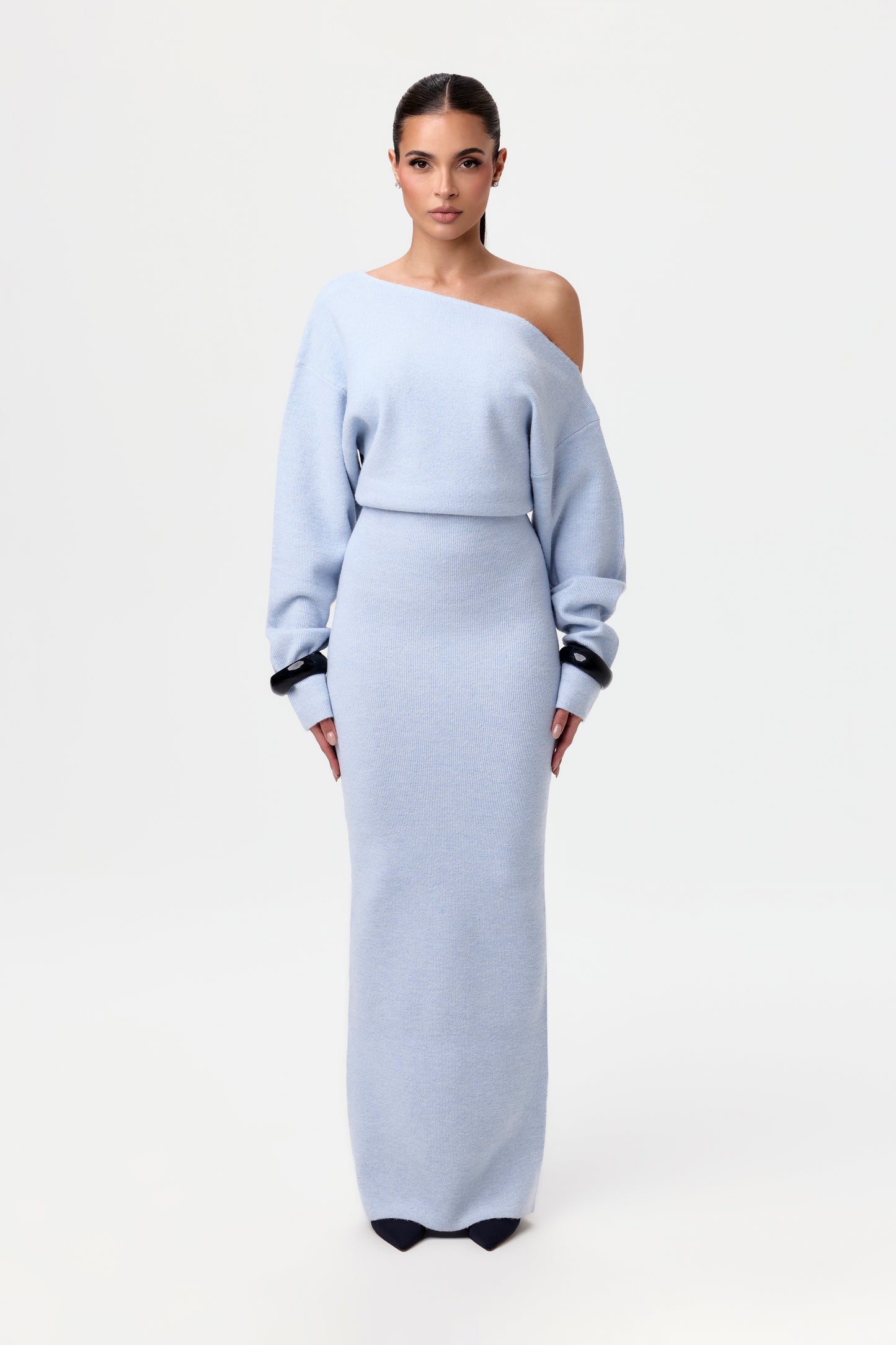 Knit Off-Shoulder Sweater Maxi Dress