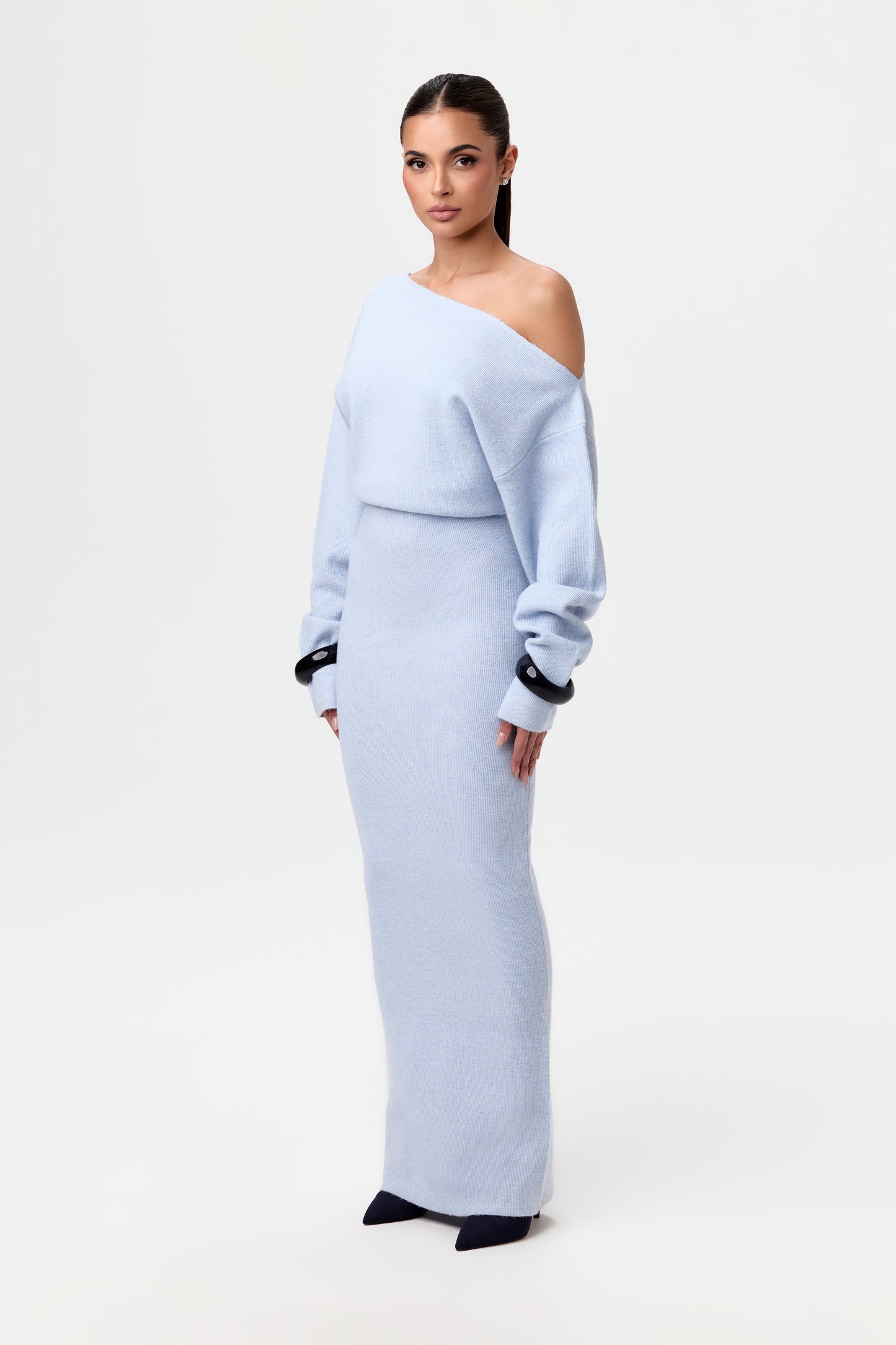 Knit Off-Shoulder Sweater Maxi Dress