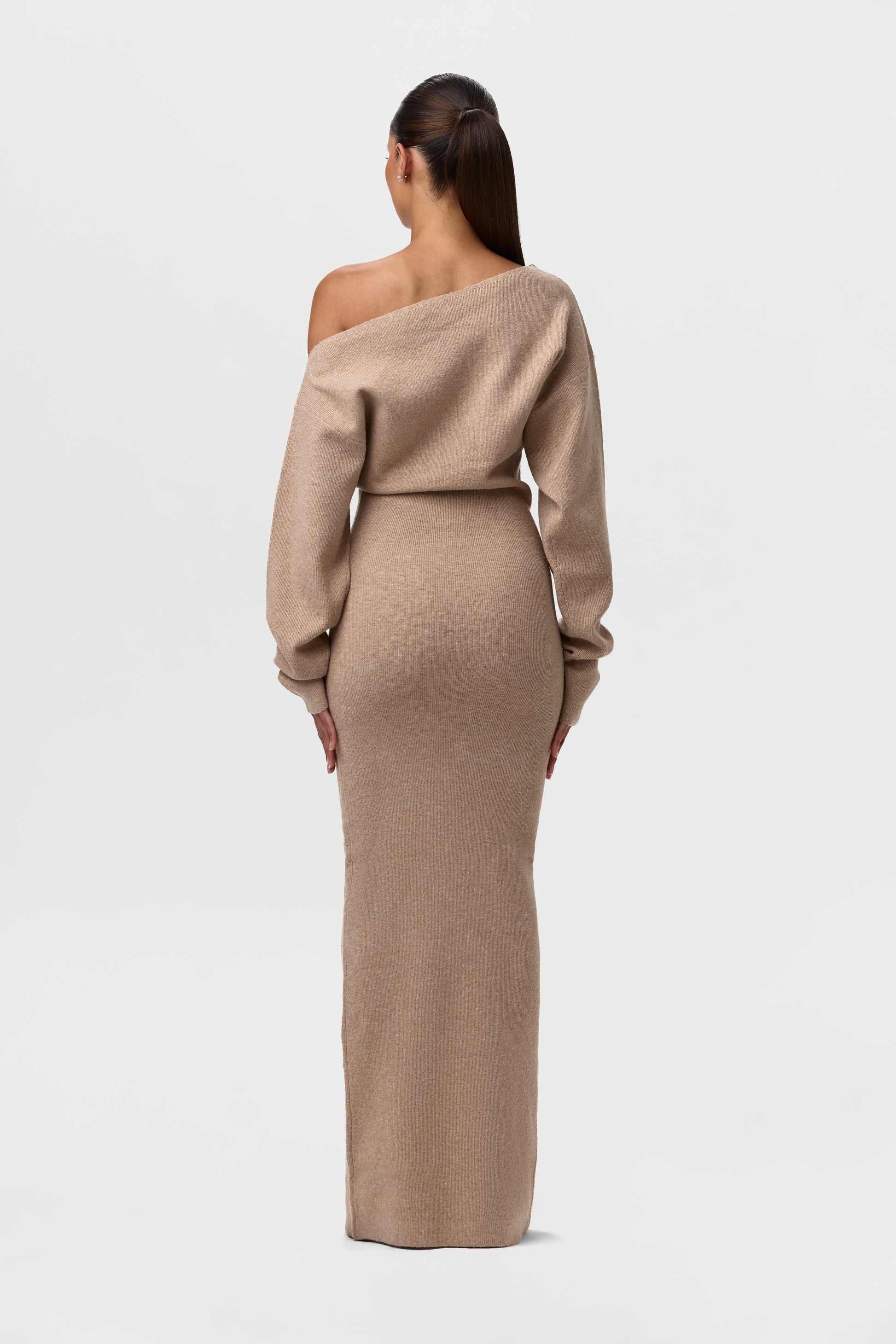 Knit Off-Shoulder Sweater Maxi Dress Naked Wardrobe Knit Off-Shoulder Sweater Maxi Dress Naked Wardrobe