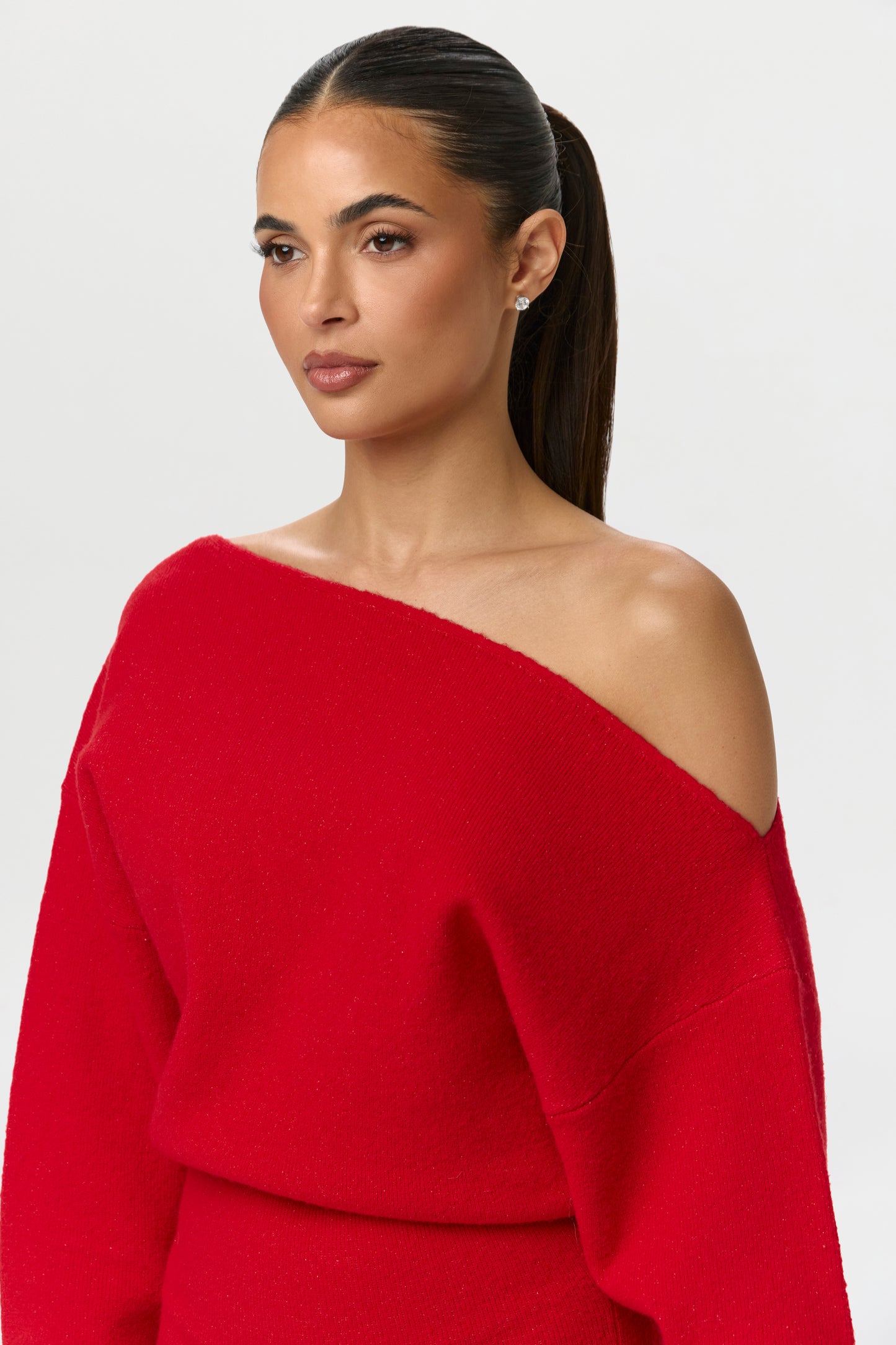 Knit Off-Shoulder Sweater Maxi Dress