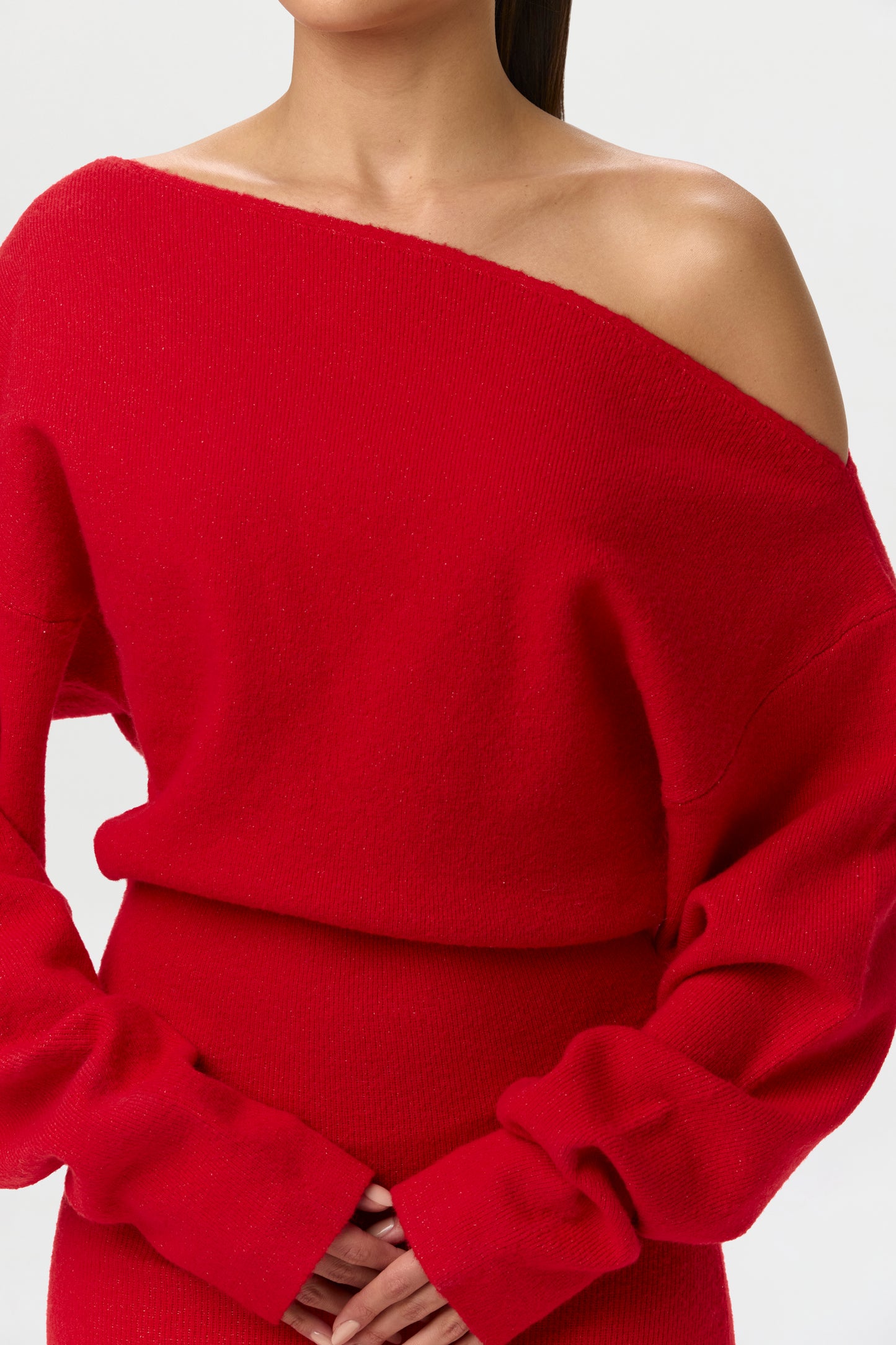 Knit Off-Shoulder Sweater Maxi Dress