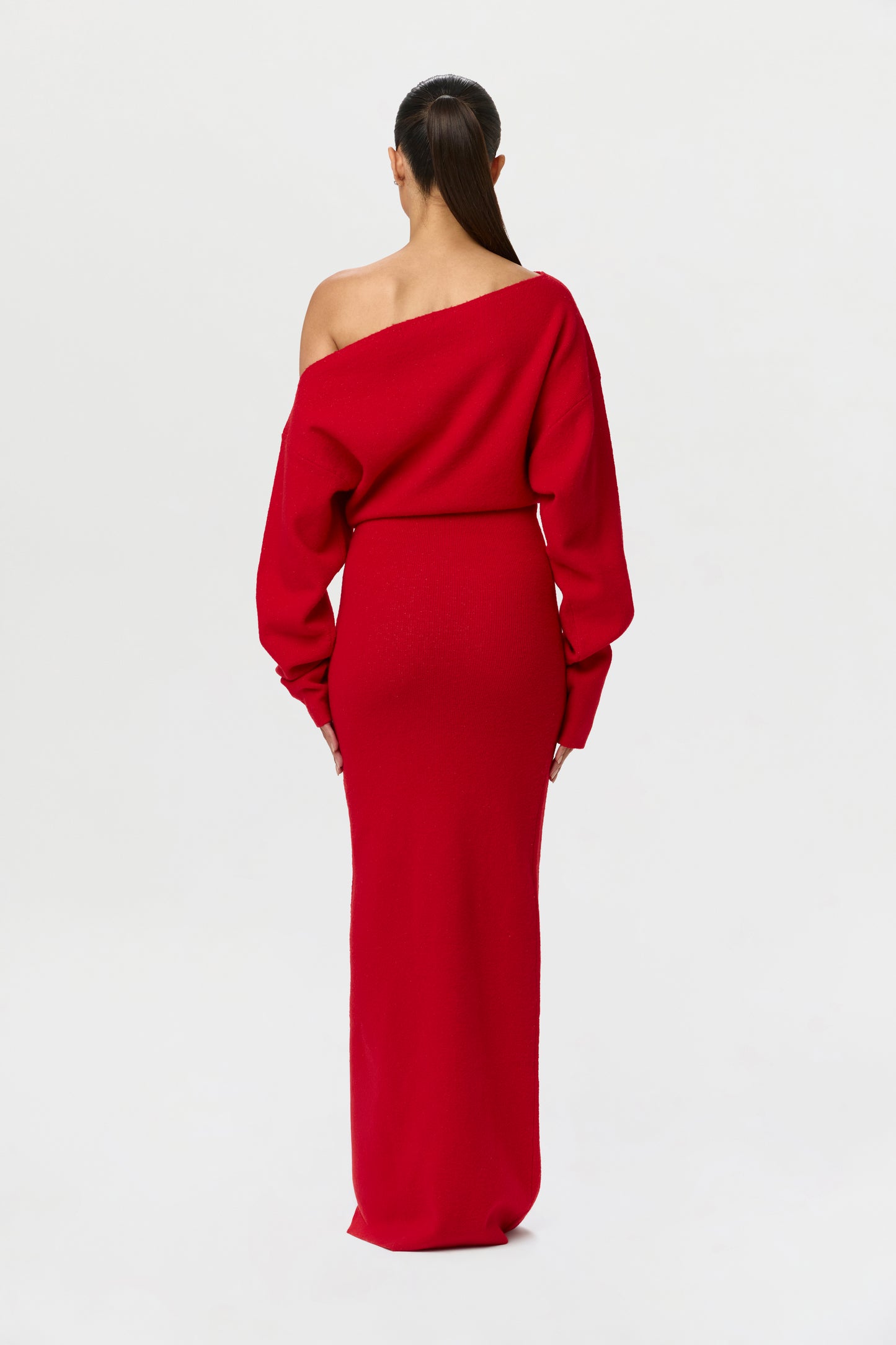 Knit Off-Shoulder Sweater Maxi Dress