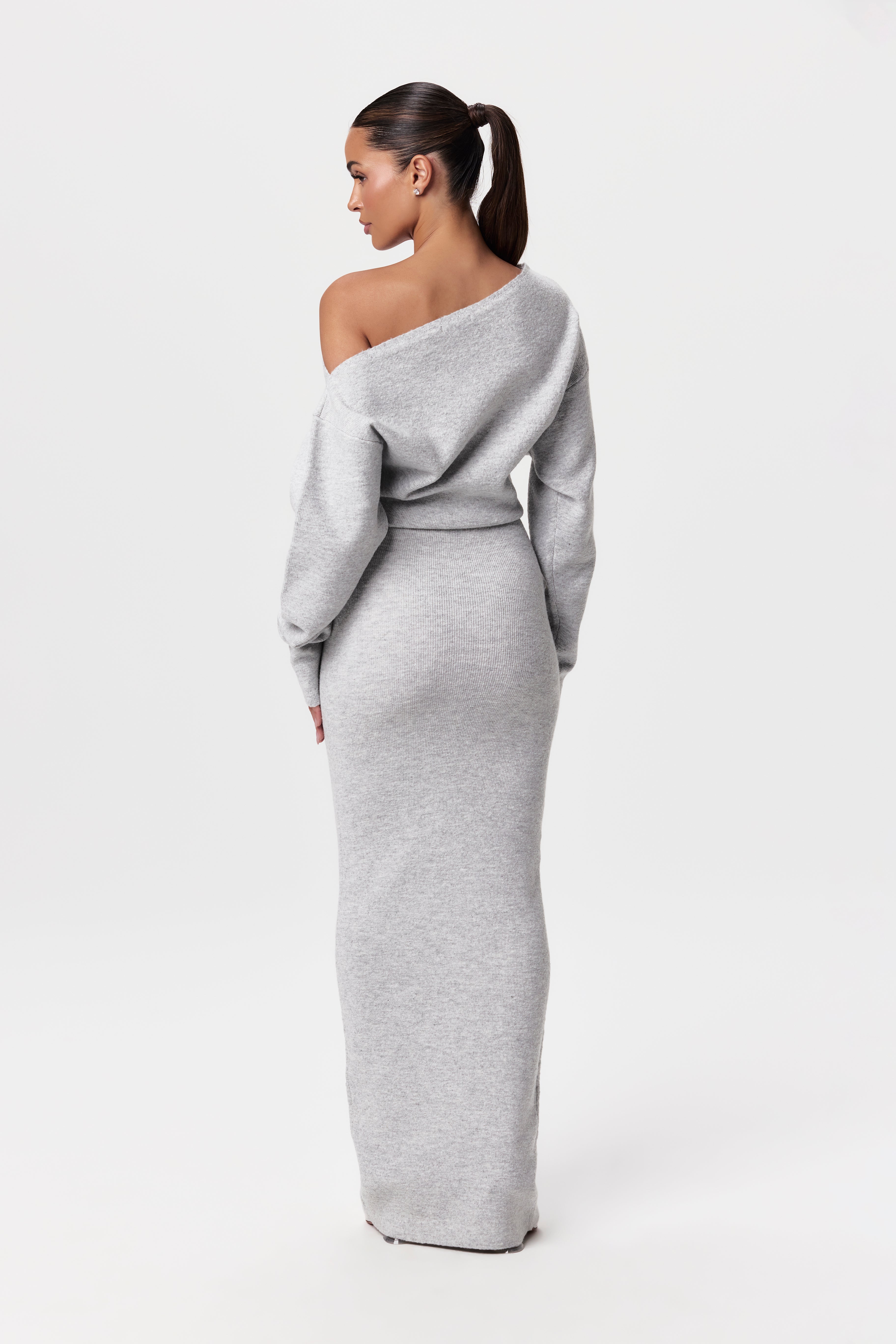 Knit Off Shoulder Sweater Maxi Dress Naked Wardrobe