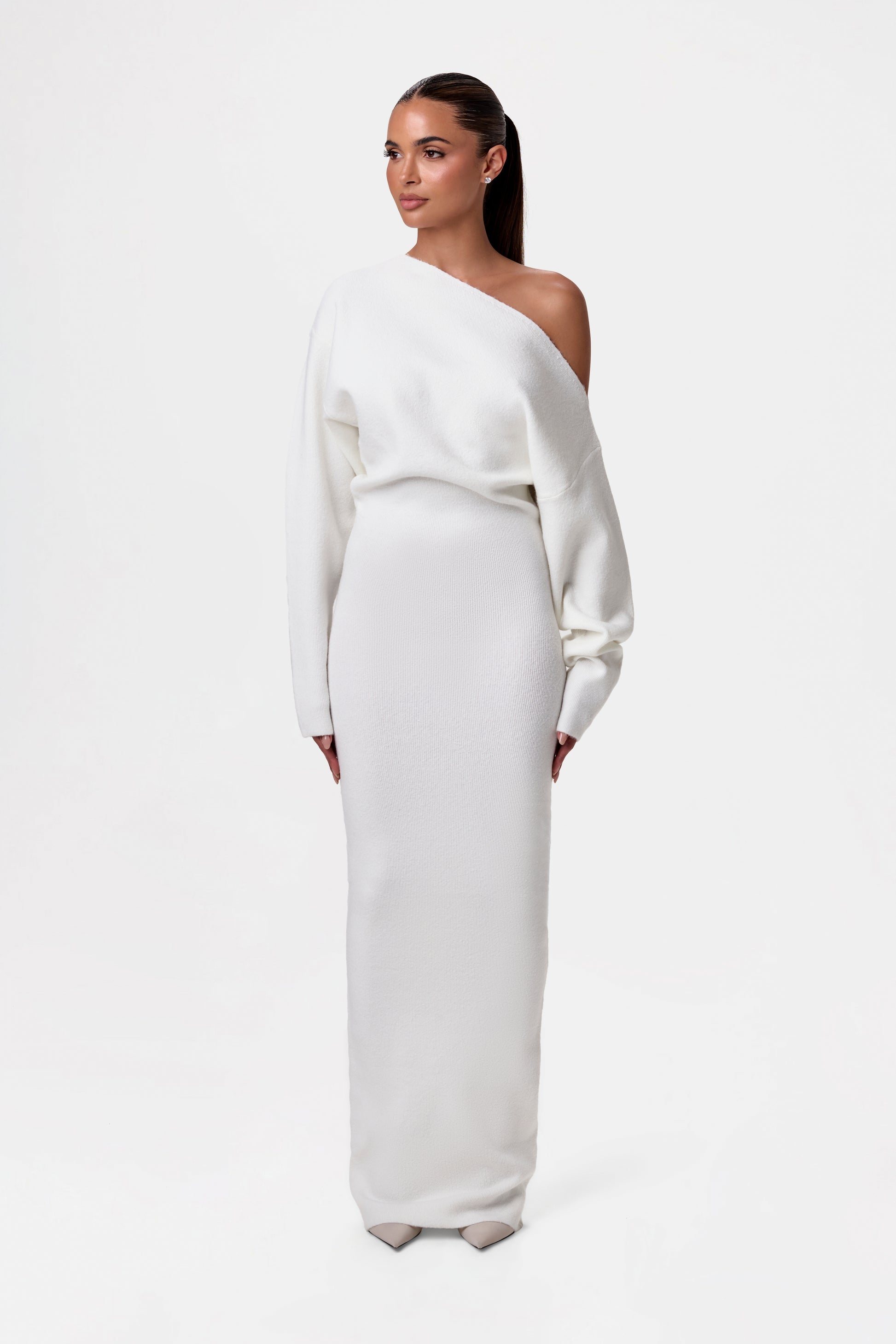 white knit off the shoulder dress Ania_ddd on LTK