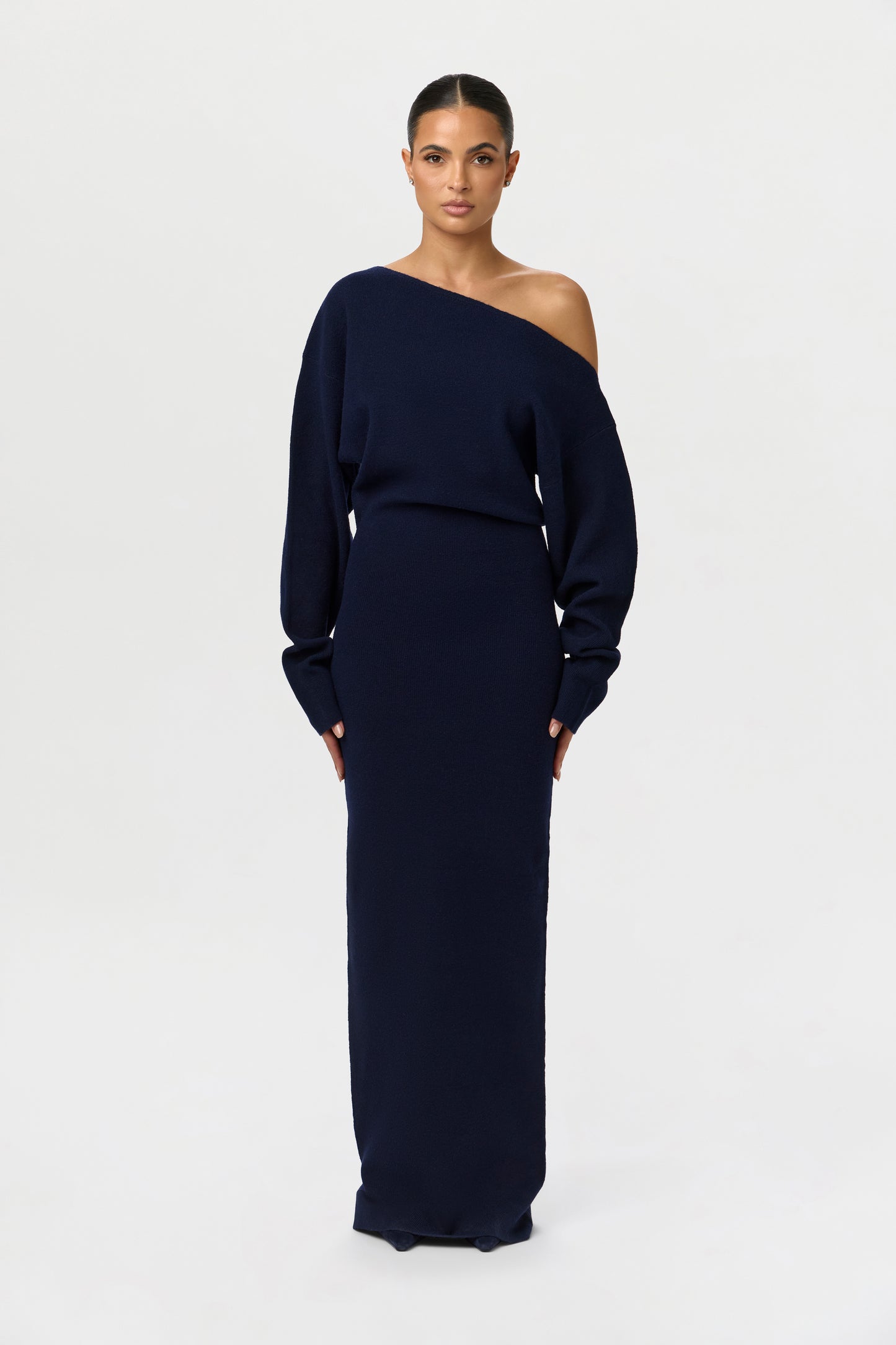 Knit Off-Shoulder Sweater Maxi Dress