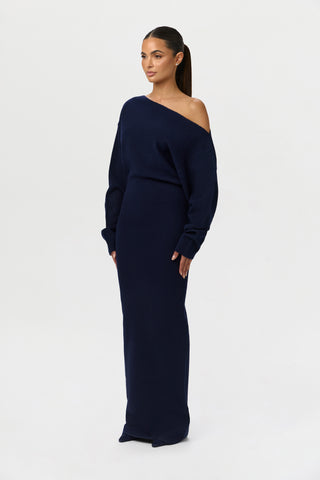 Knit Off-Shoulder Sweater Maxi Dress