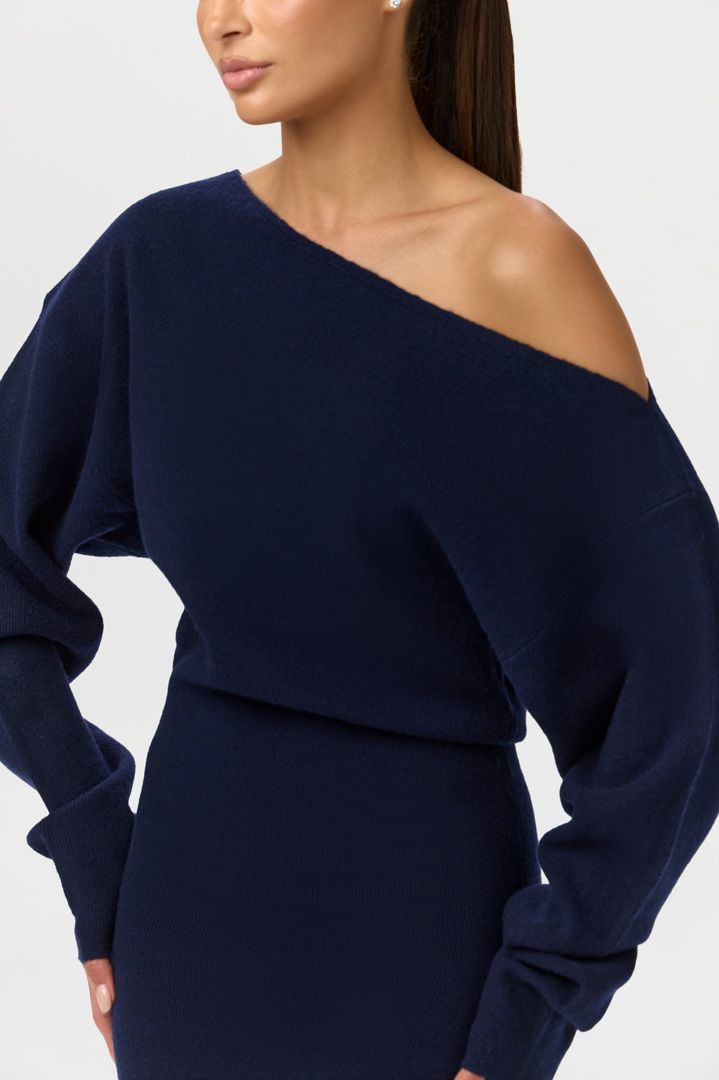 Knit Off-Shoulder Sweater Maxi Dress