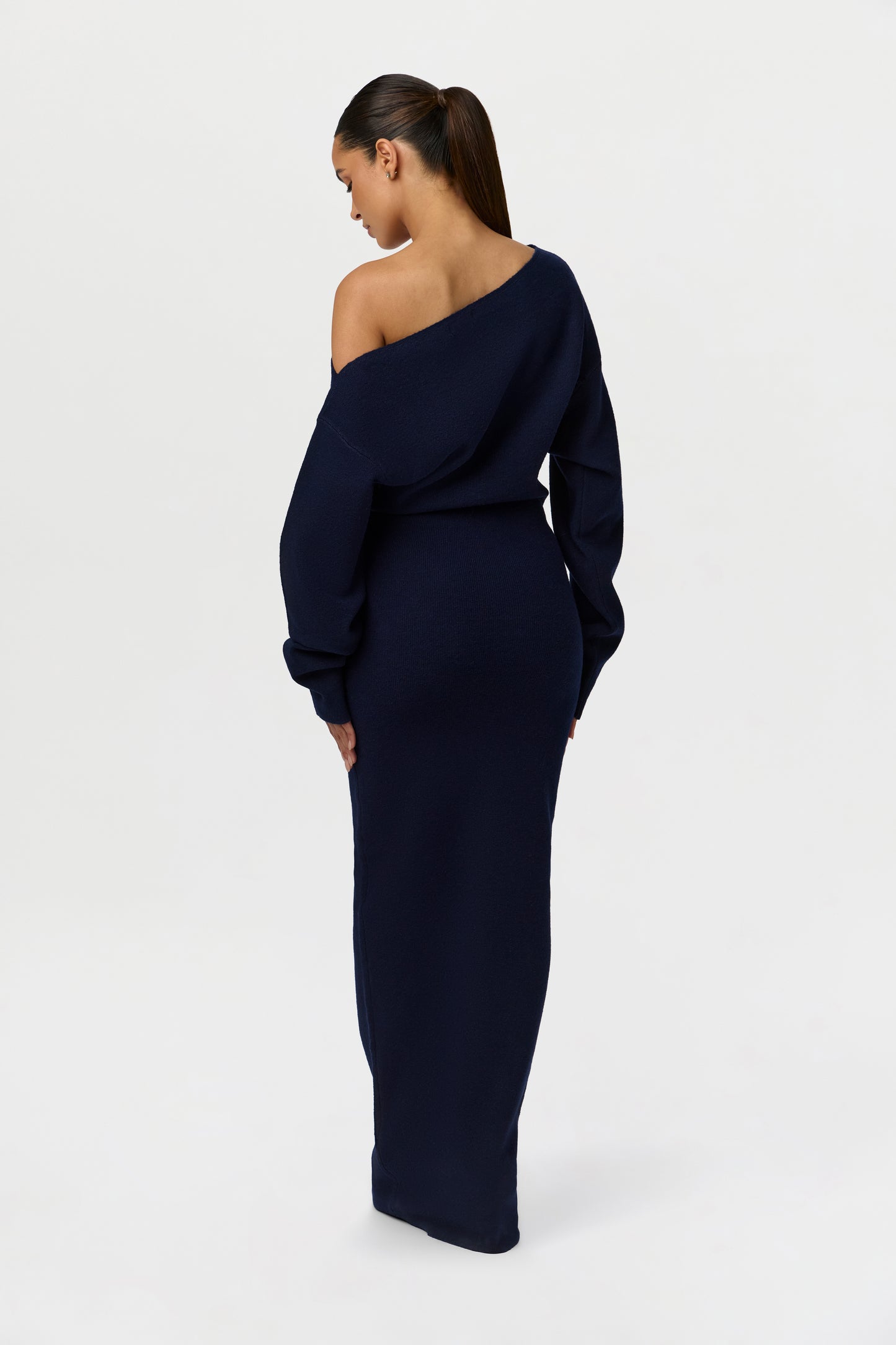 Knit Off-Shoulder Sweater Maxi Dress