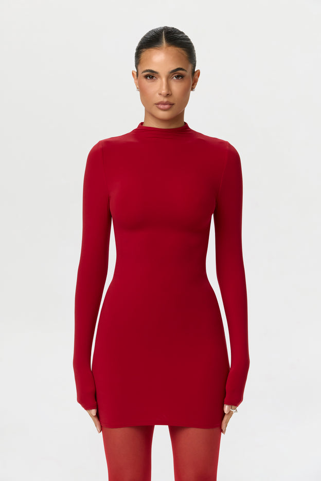 Naked Mock Neck Mini Dress
