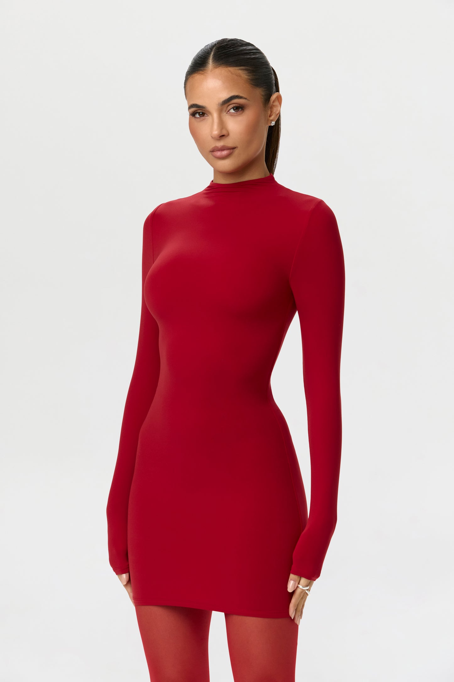 Naked Mock Neck Mini Dress