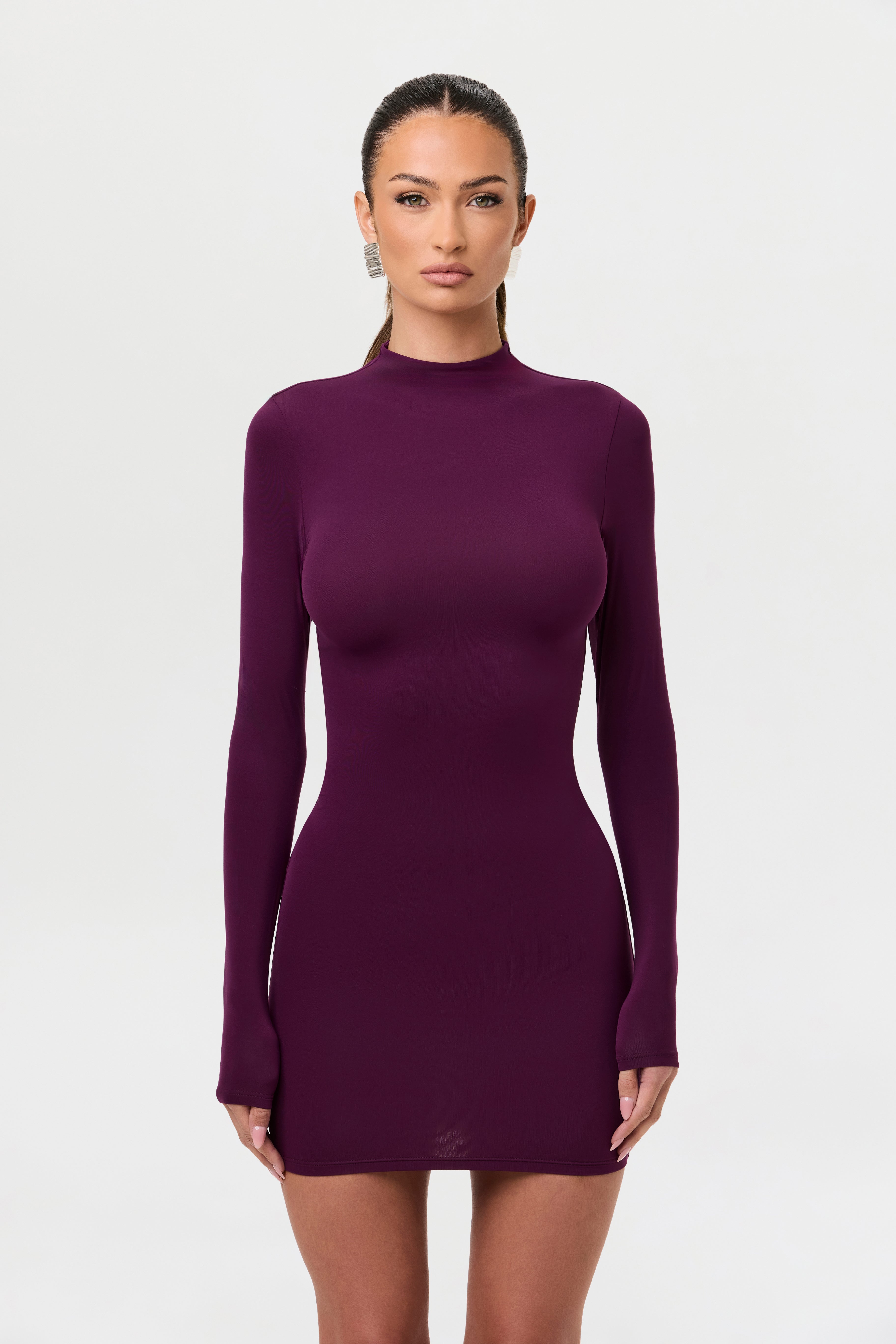 Naked Mock Neck Mini Dress