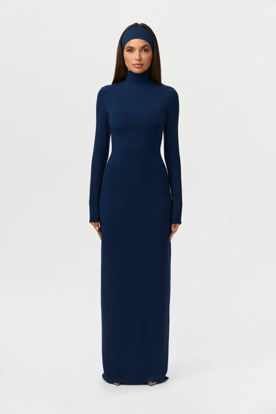 blue long sleeve turtleneck dress Blue Bodycon Dress - Turtleneck Dress - Long Sleeve Dress