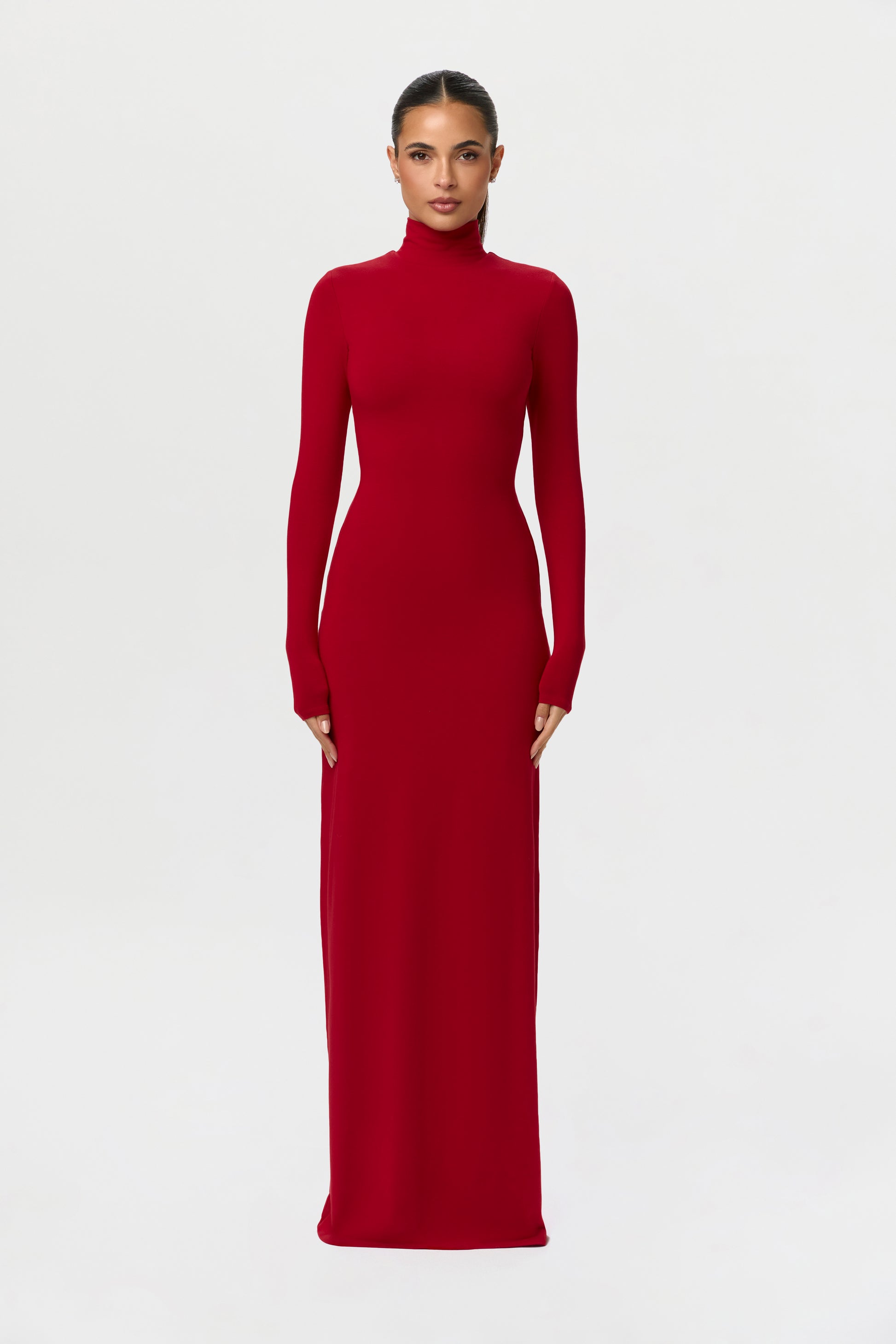 Women's Butter Turtleneck Maxi Dress by Naked Wardrobe, Ruby Red / XS Women's Butter Turtleneck Maxi Dress by Naked Wardrobe, Ruby Red / XS