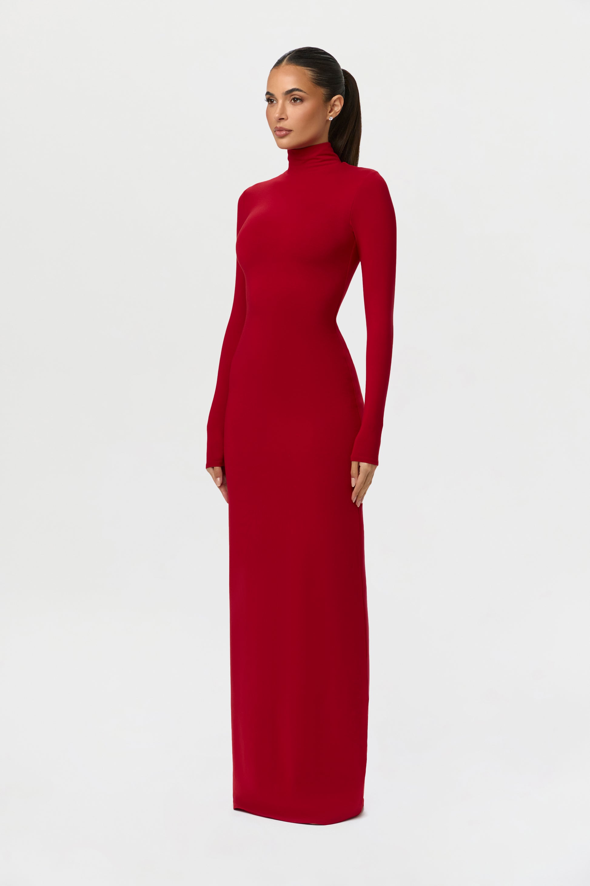 Women's Butter Turtleneck Maxi Dress by Naked Wardrobe, Ruby Red / XS Women's Butter Turtleneck Maxi Dress by Naked Wardrobe, Ruby Red / XS