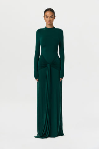 Naked Mock Neck Drape Tie Dress