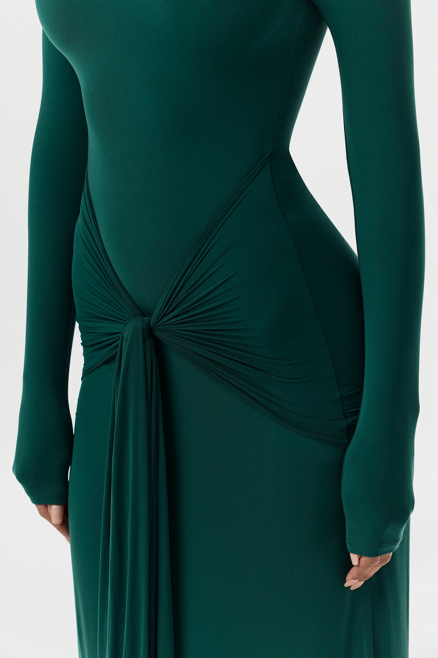 Naked Mock Neck Drape Tie Dress