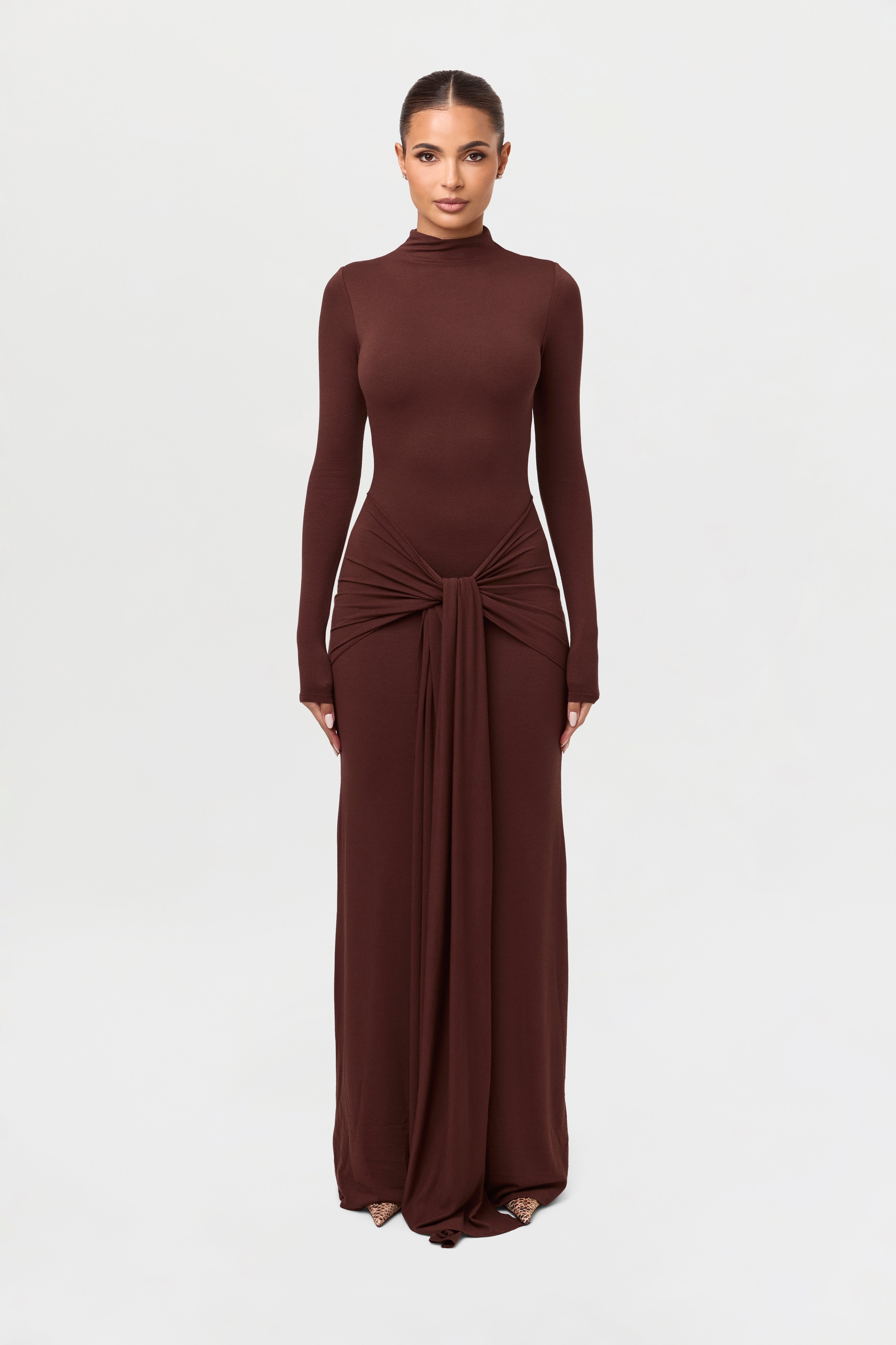 NW Turtleneck Draped Tie Dress