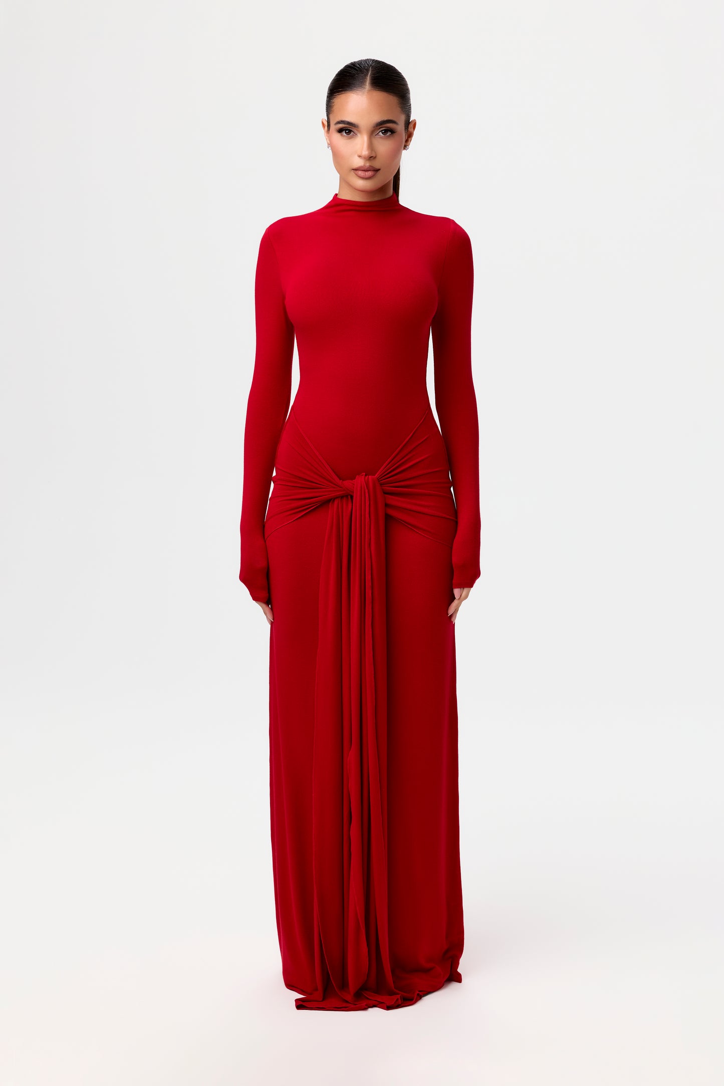 NW Turtleneck Draped Tie Dress