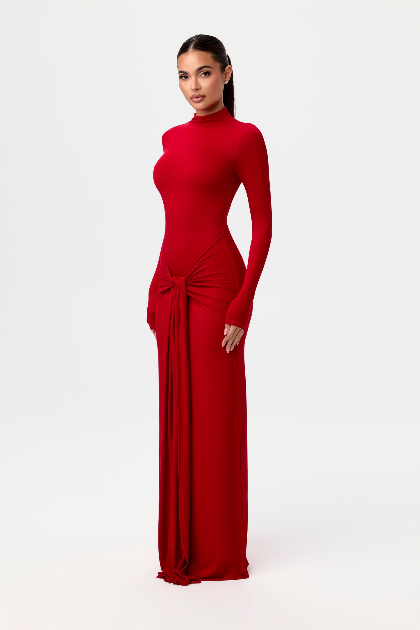 NW Turtleneck Draped Tie Dress