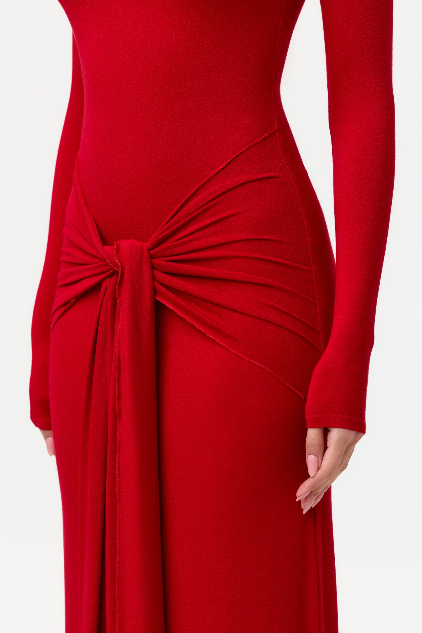 NW Turtleneck Draped Tie Dress