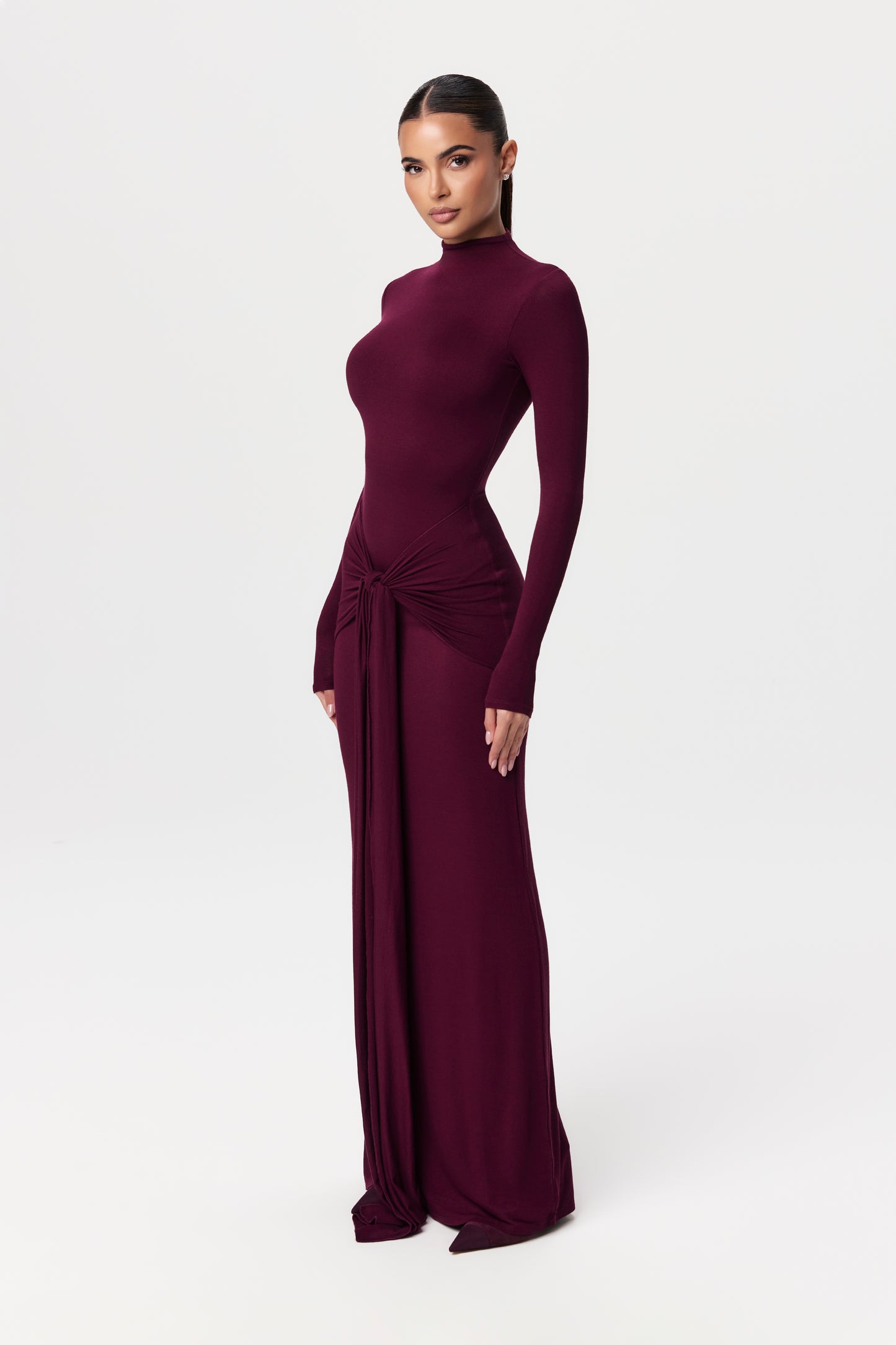 NW Turtleneck Draped Tie Dress