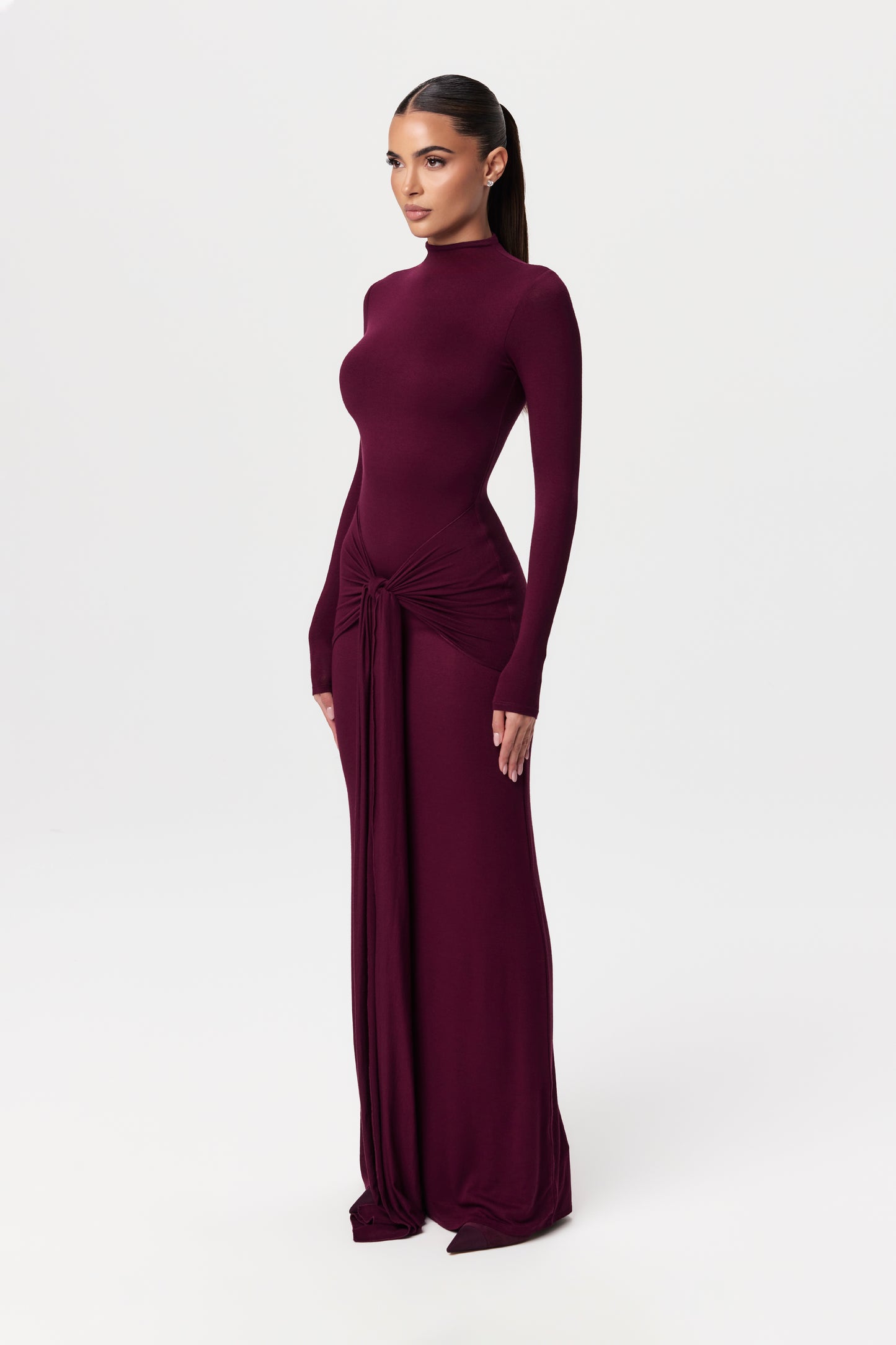 NW Turtleneck Draped Tie Dress