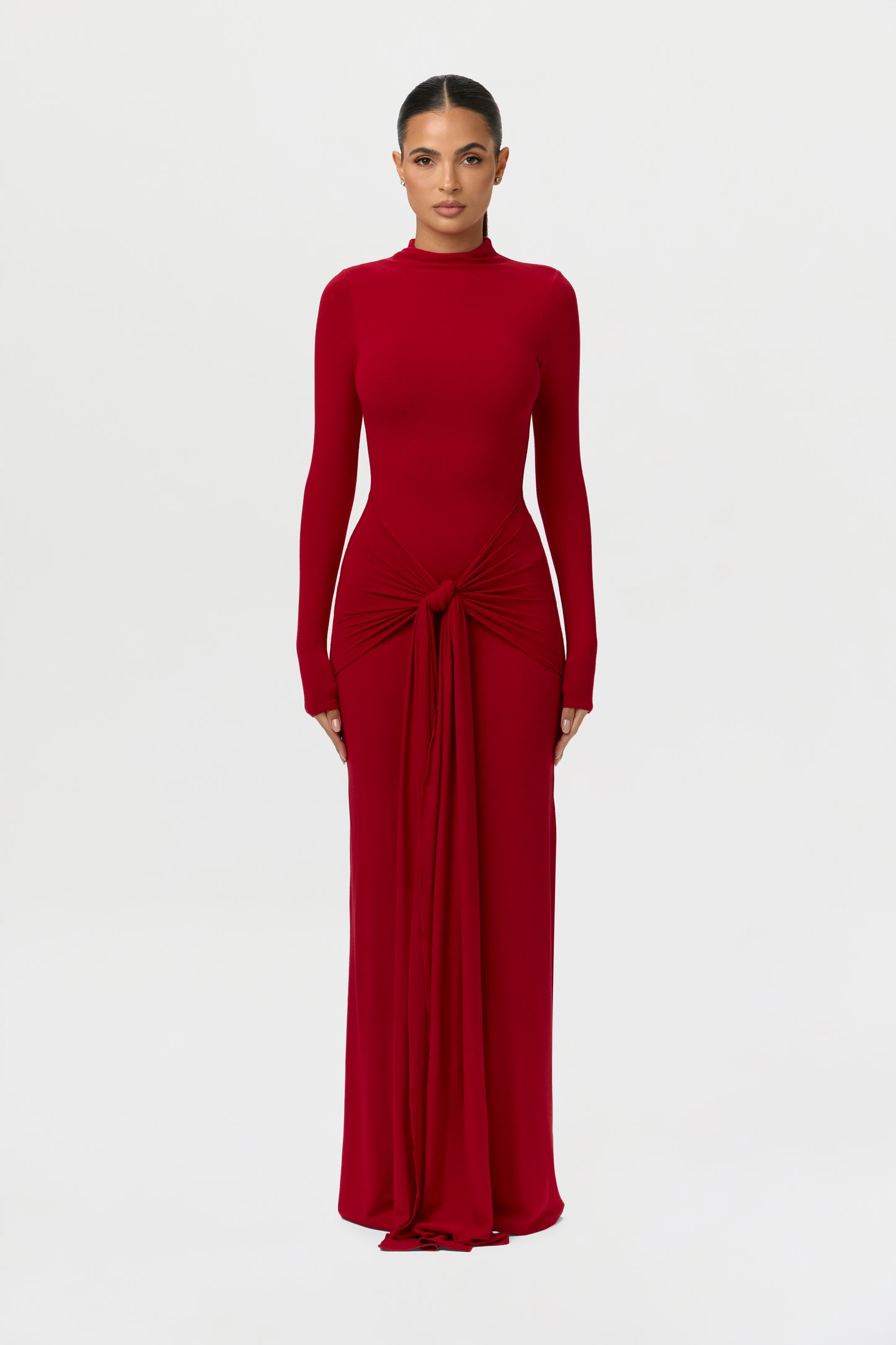 NW Turtleneck Draped Tie Dress