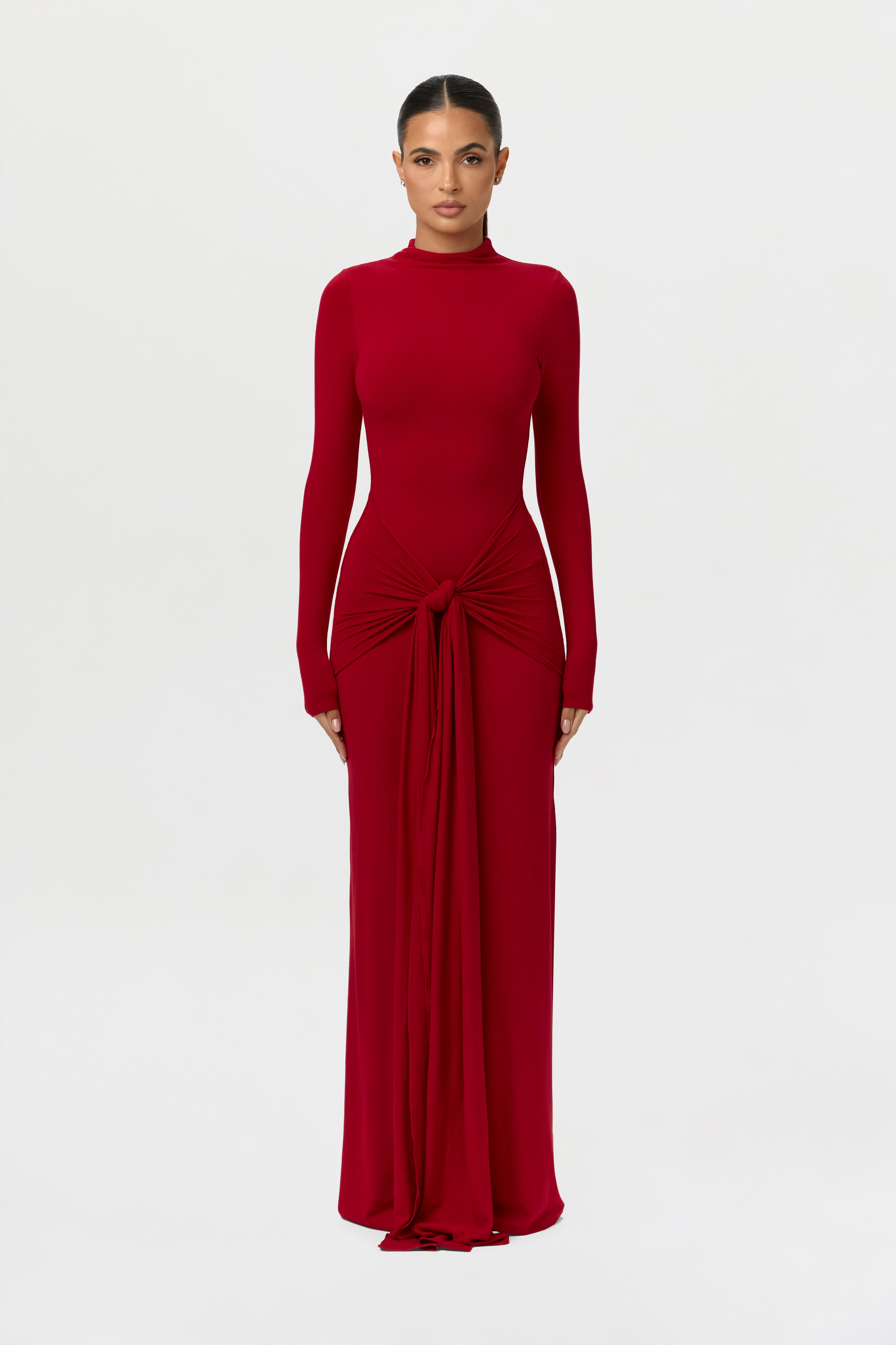 NW Turtleneck Draped Tie Dress
