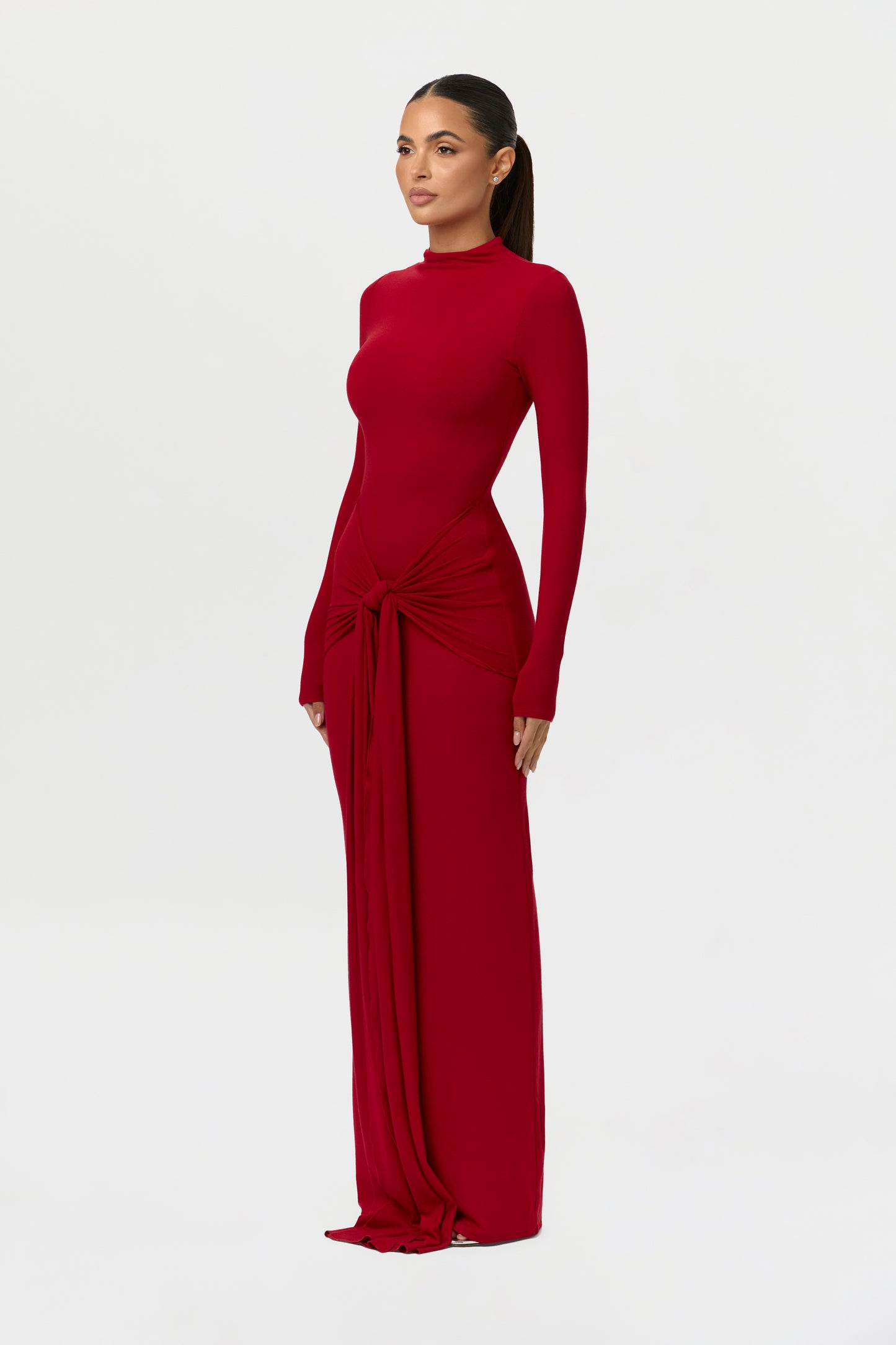 NW Turtleneck Draped Tie Dress