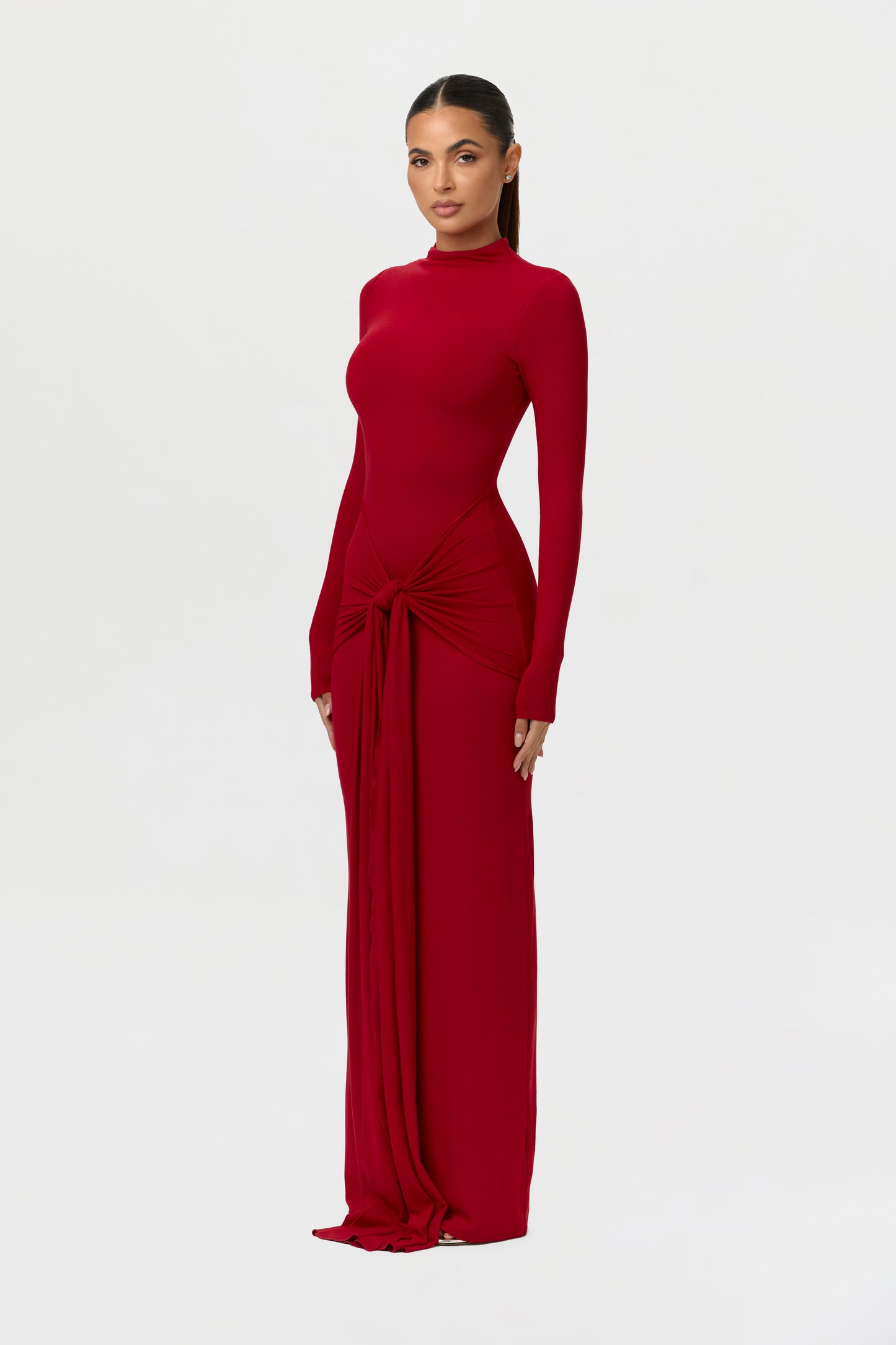 NW Turtleneck Draped Tie Dress