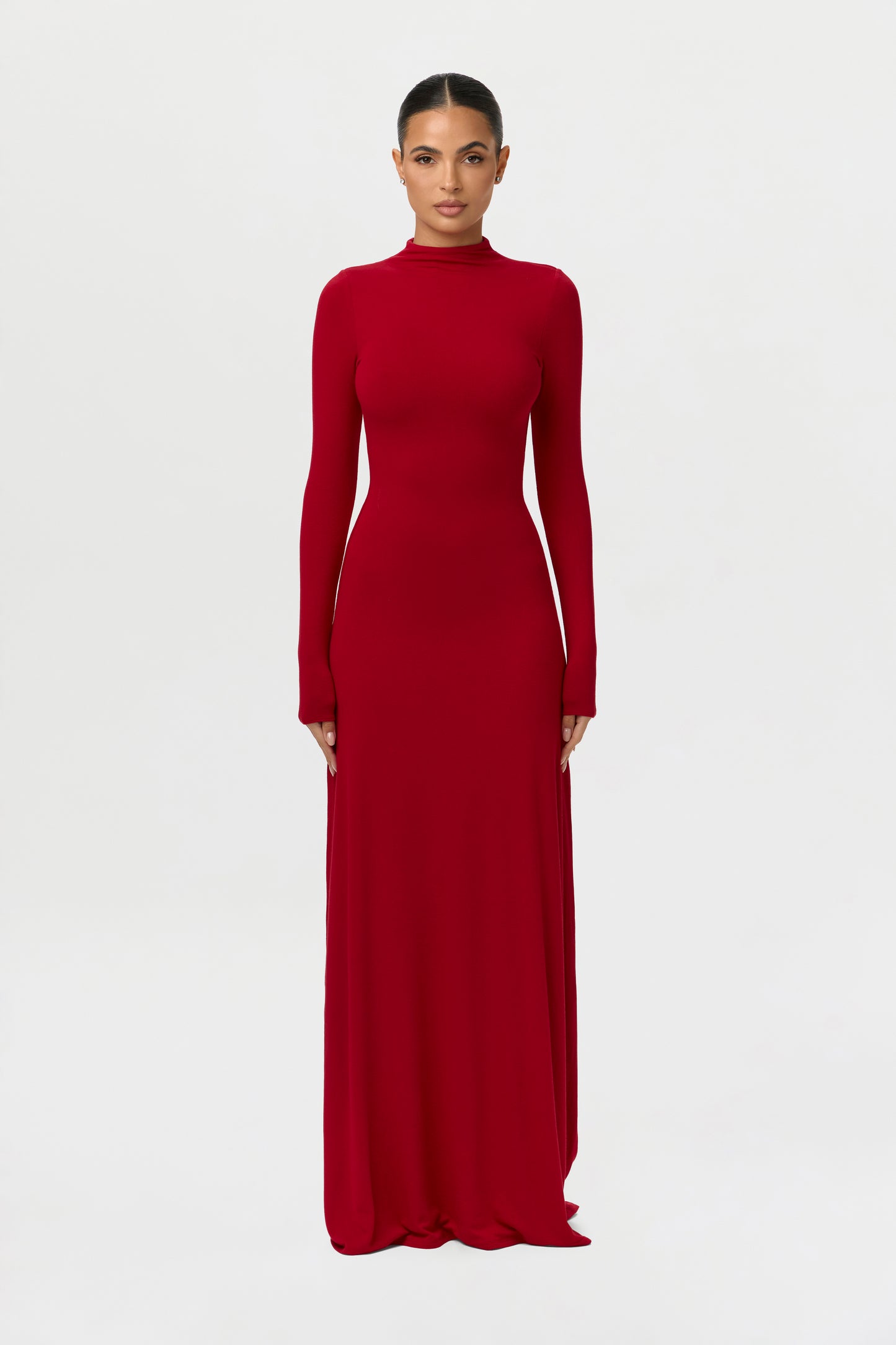 Women's Maxi Dress Mock Neck NW by Naked Wardrobe, Red / Xs Women's Maxi Dress Mock Neck NW by Naked Wardrobe, Red / Xs