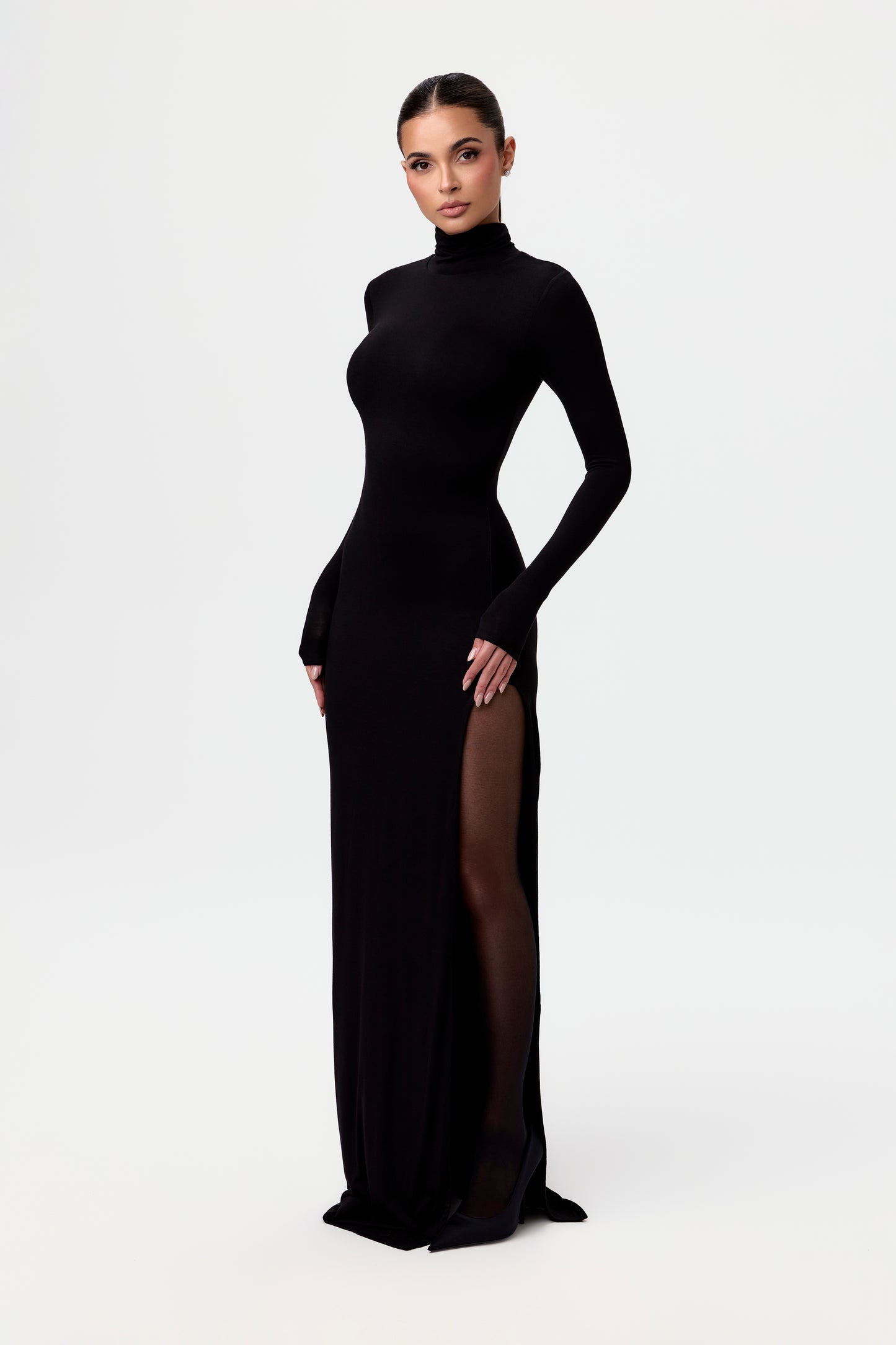 Smooth Turtleneck Maxi Dress