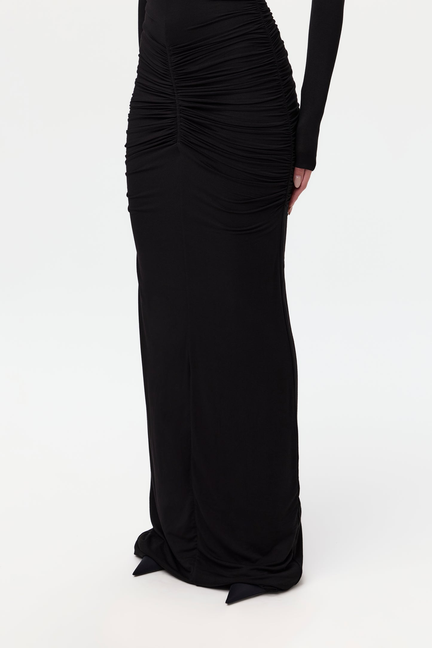 Smooth Ruched V-Waist Maxi Dress