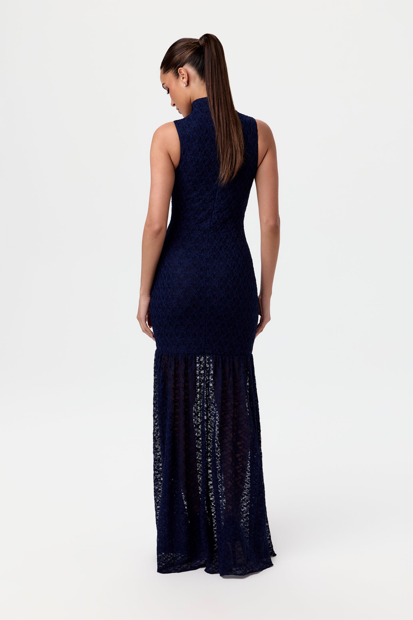 Stretch Lace Trumpet Maxi Dress