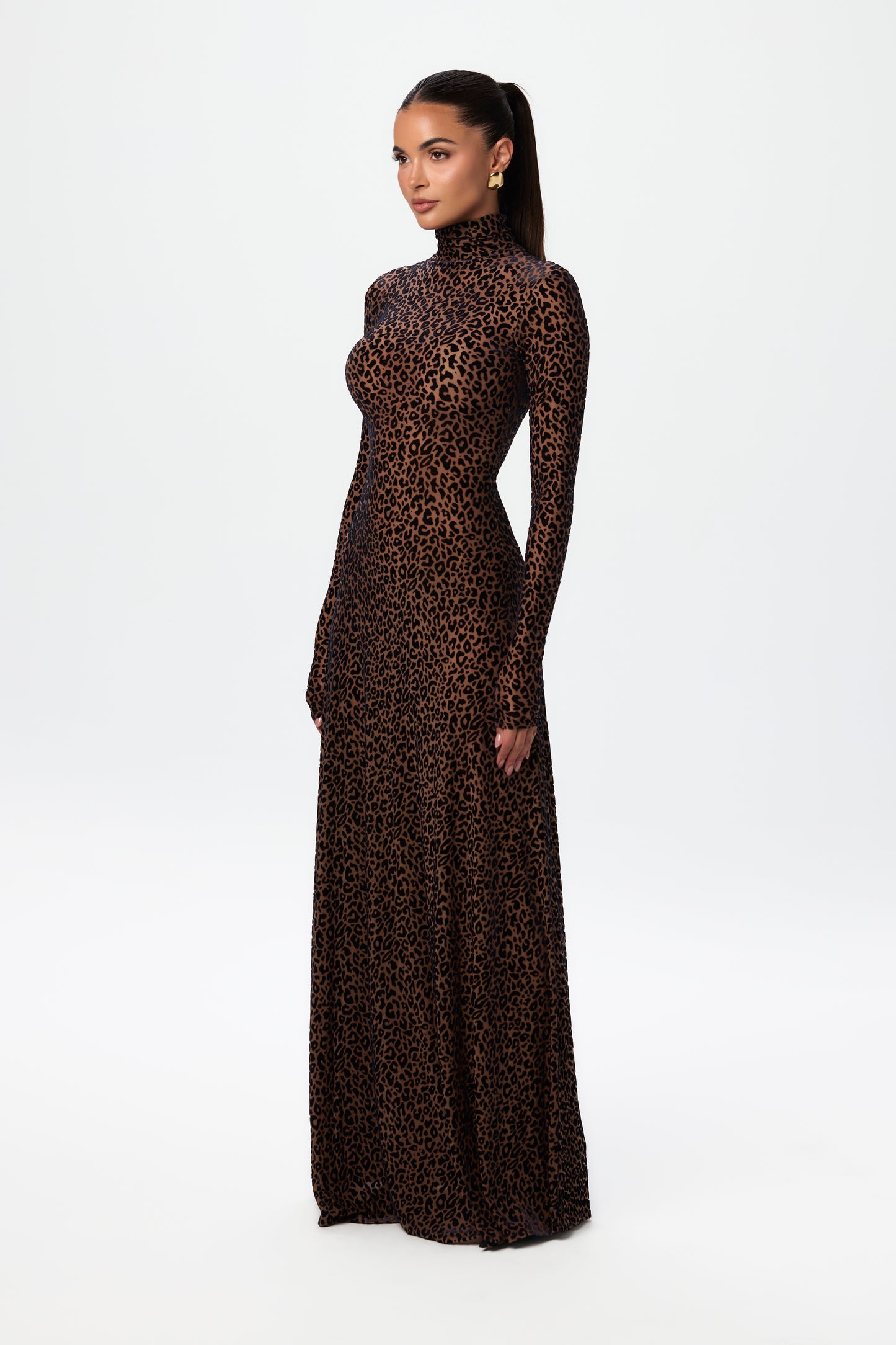 Velvet Burnout Animal Print Maxi Dress