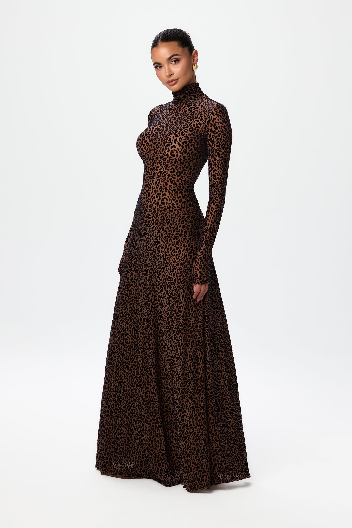 Velvet Burnout Animal Print Maxi Dress