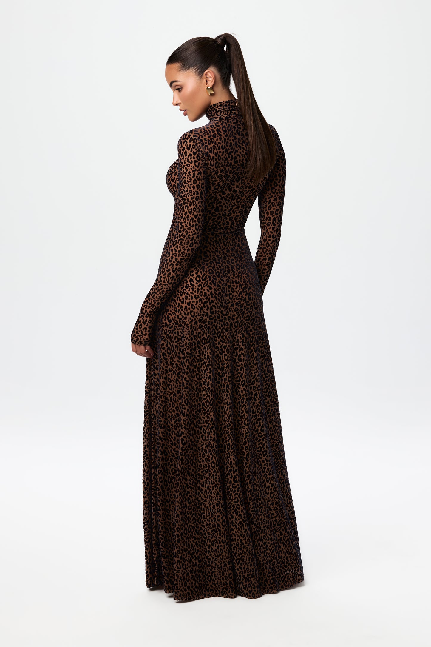 Velvet Burnout Animal Print Maxi Dress