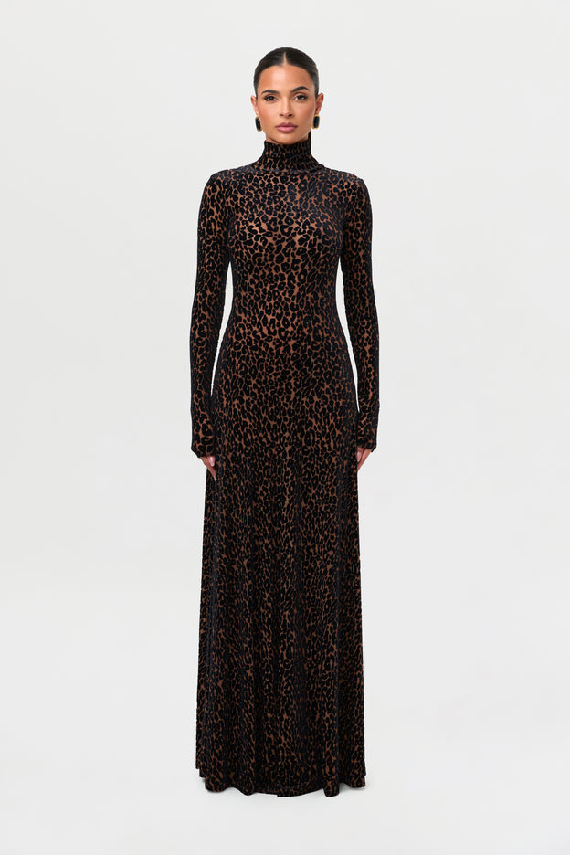 Burnout Leopard Print Maxi Dress