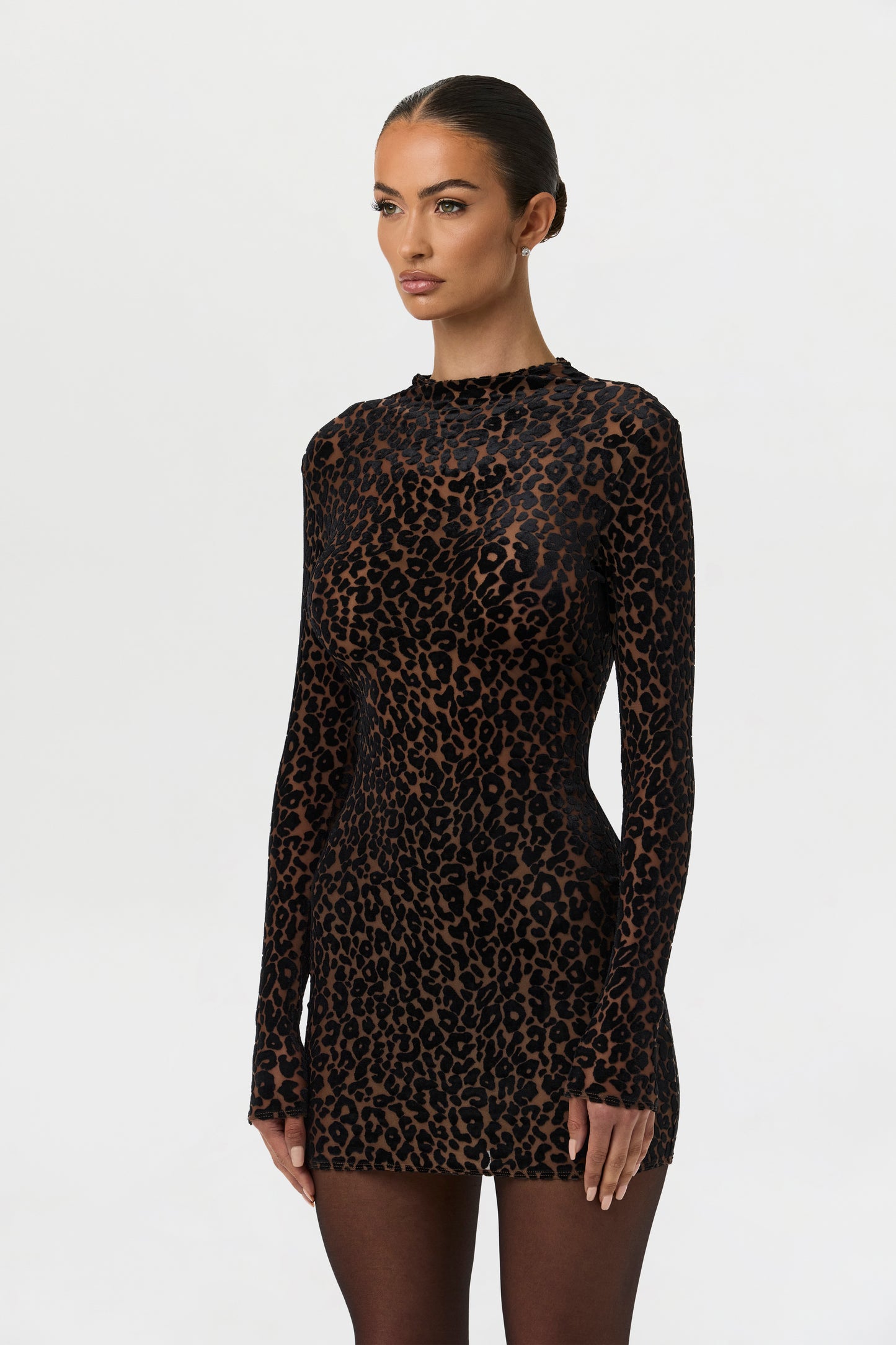 Burnout Print Mini Dress