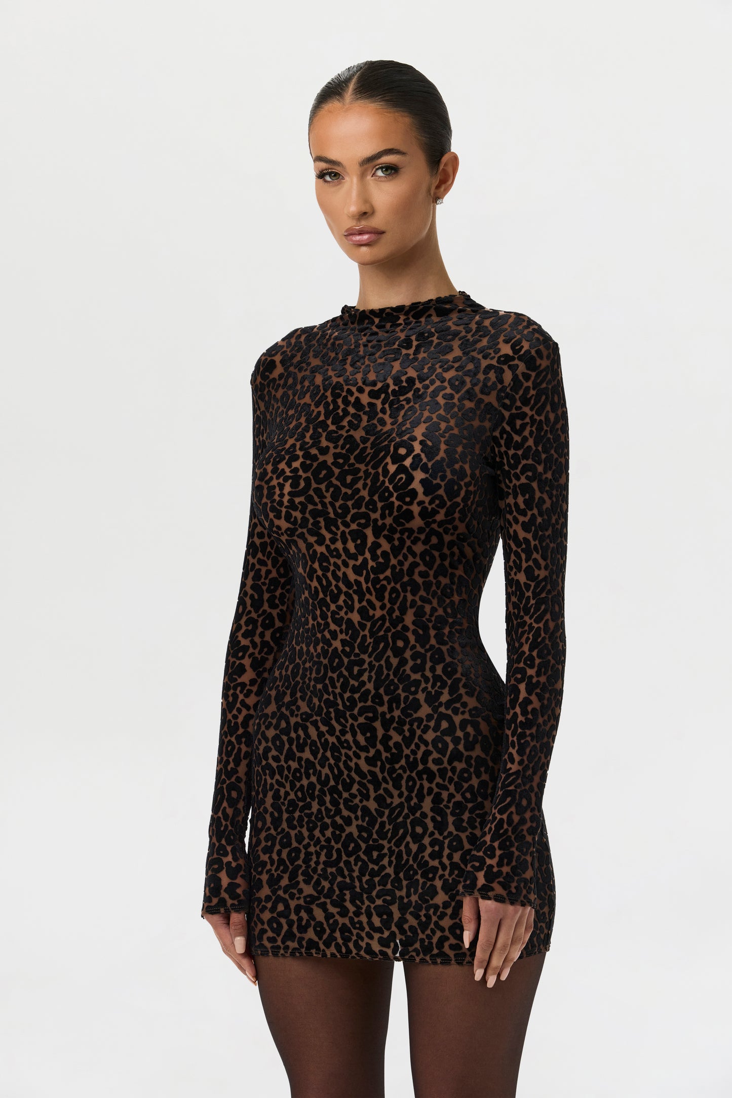 Burnout Print Mini Dress